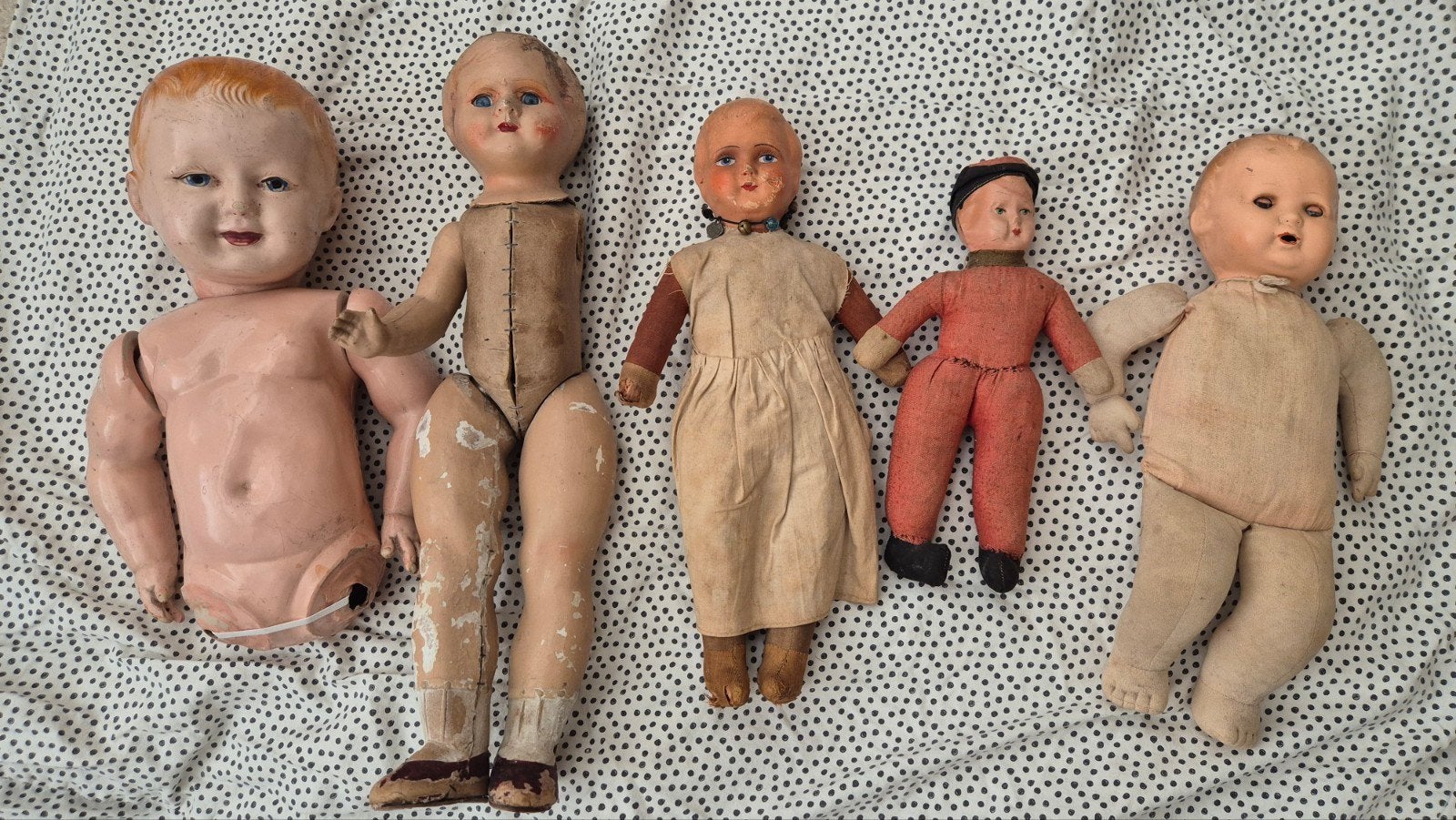 Set van 5 stuks oude antieke pop uit 1900-1950, Antiek en Kunst, Ophalen of Verzenden