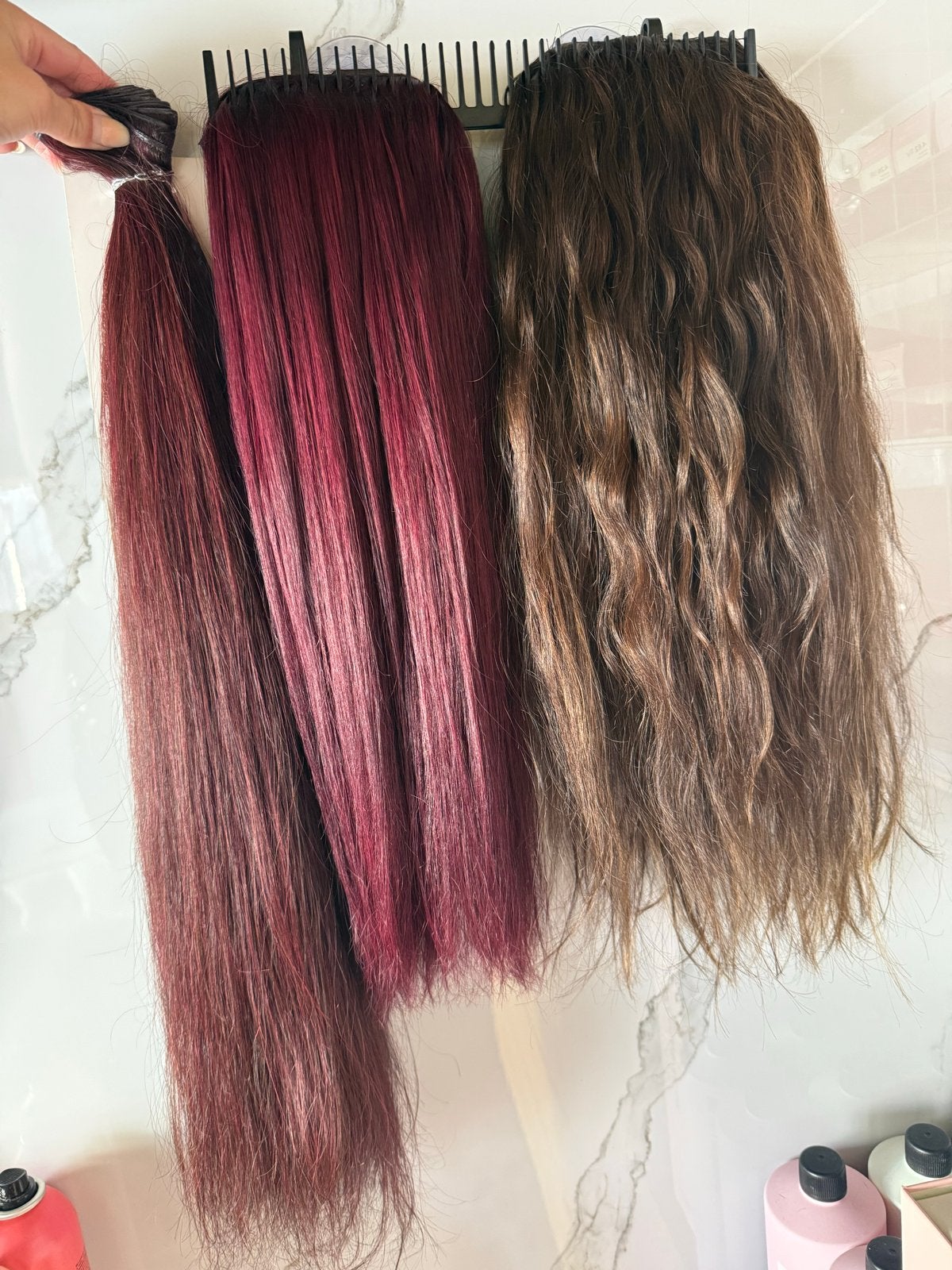 Haarverlengingen - Diverse kleuren en texturen, Ophalen of Verzenden, Gebruikt, Pruik of Haarverlenging
