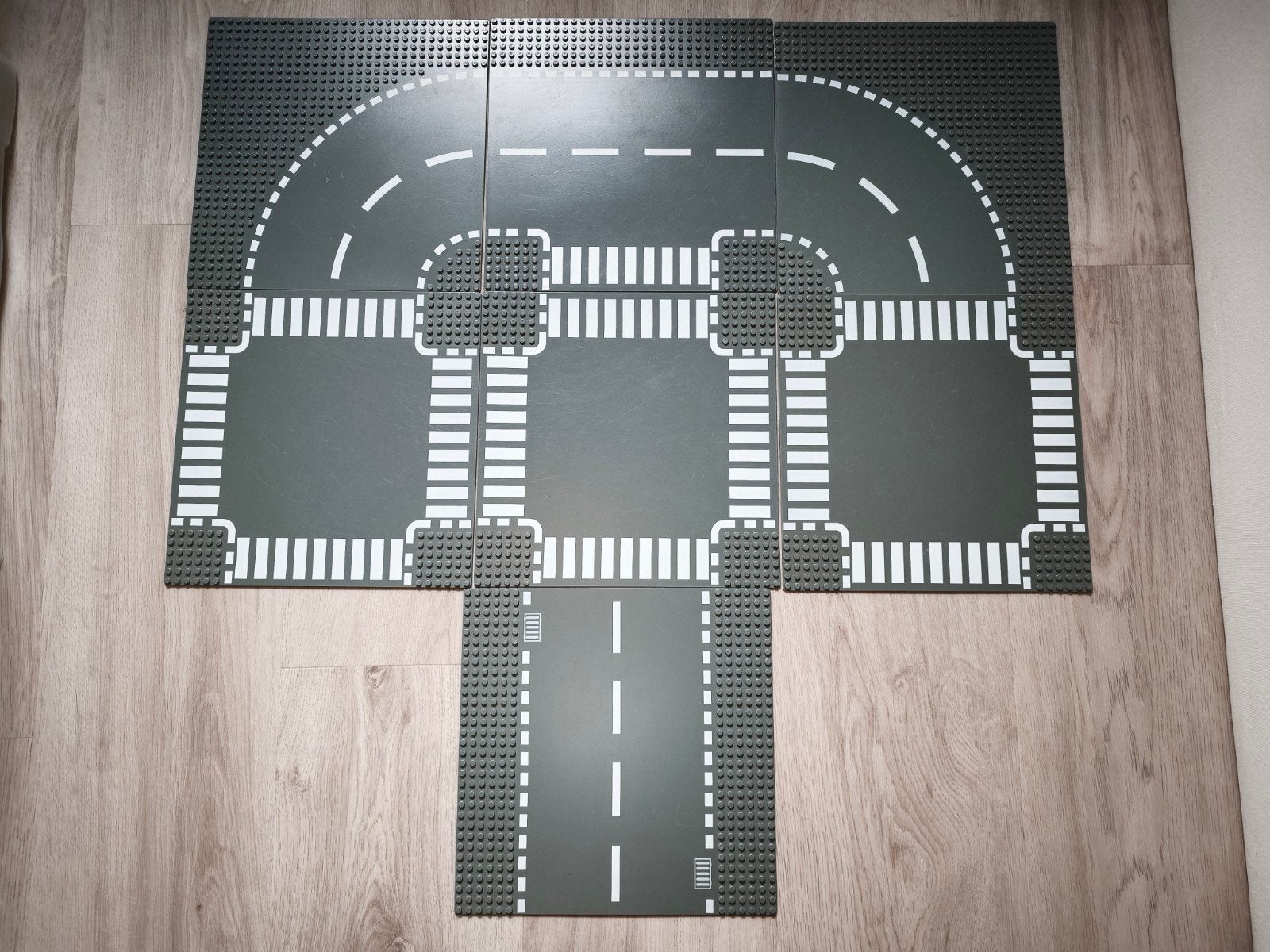7 Lego City wegenplaten wegplaten donkergrijs zwart, Ophalen of Verzenden, Gebruikt, Grondplaat, Lego
