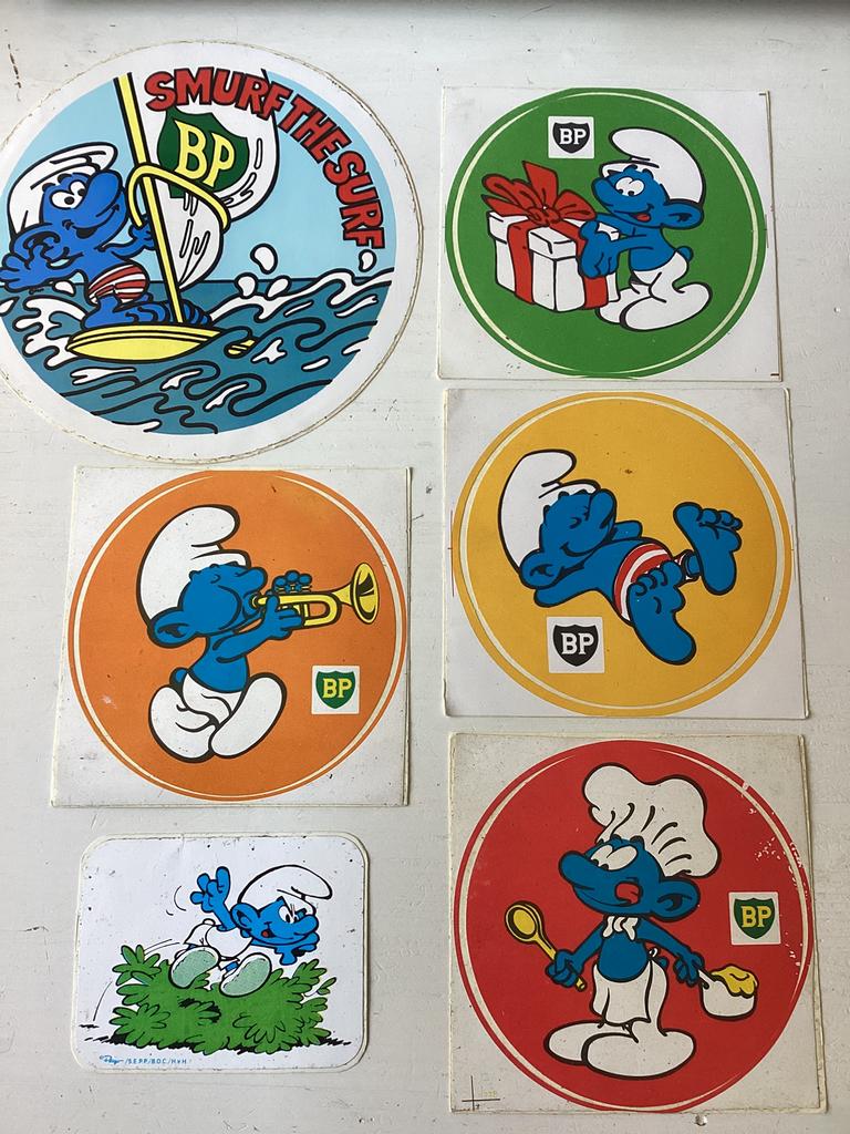 6 stickers Smurfen, Verzamelen, Smurfen, Verzenden, Zo goed als nieuw, Verschillende Smurfen, Overige typen