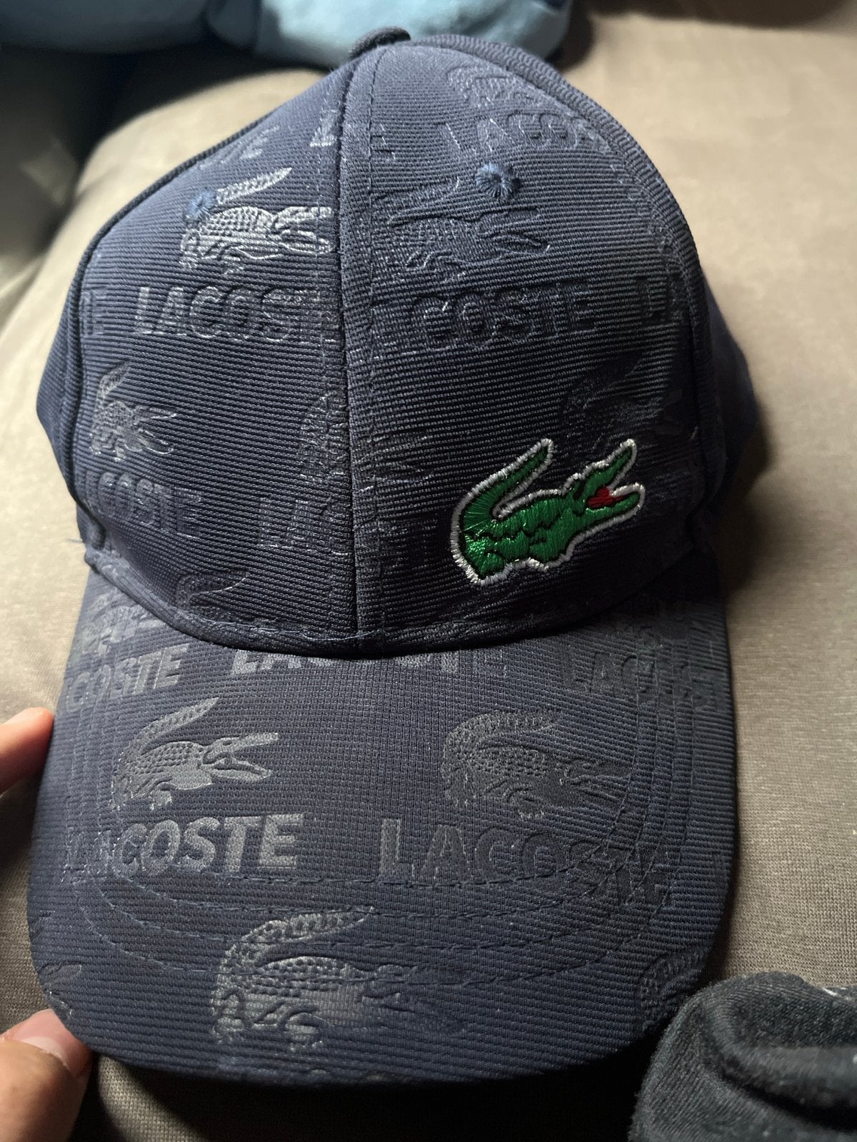 Lacoste pet met all-over logo en krokodil, Ophalen of Verzenden, Zo goed als nieuw, One size fits all, Pet