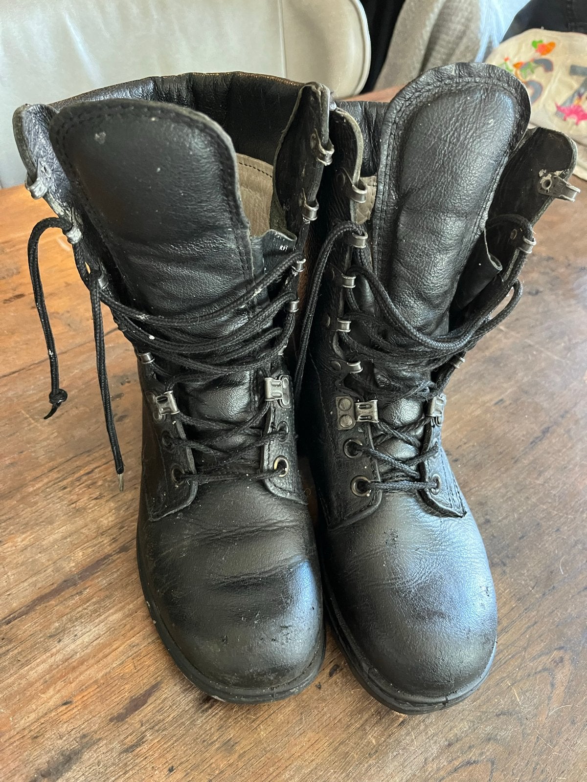 Zwarte leren boots - Maat 38, Ophalen of Verzenden, Gedragen, Zwart, Boots