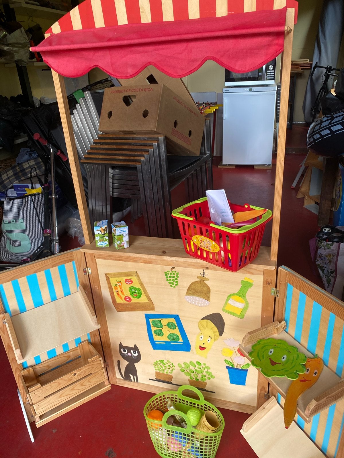 Houten Speelgoed Marktkraam met Accessoires, Kinderen en Baby's, Ophalen, Gebruikt, Jongen of Meisje
