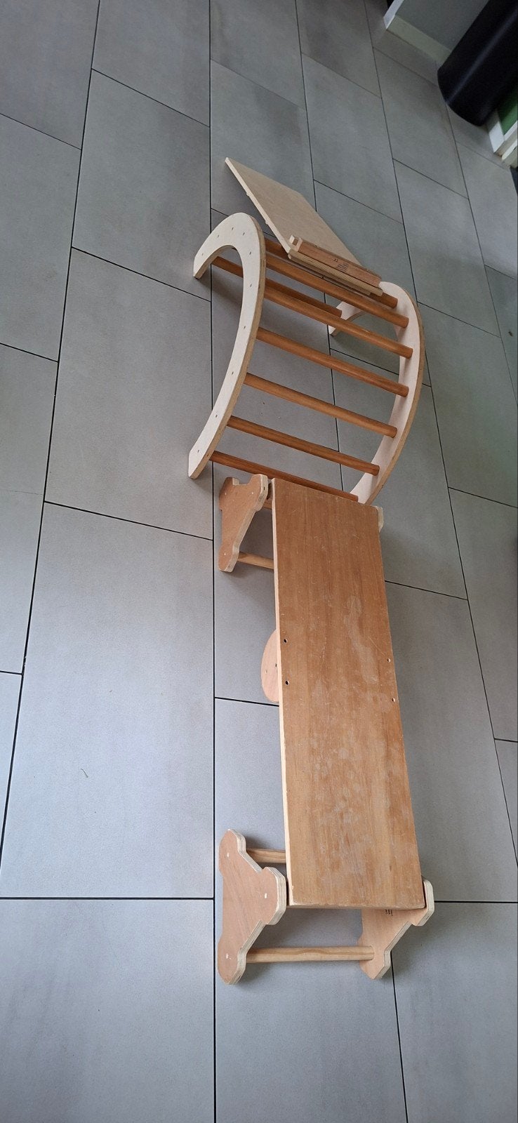 Houten klimrek met glijbaan voor kinderen, Ophalen, Gebruikt, Glijbaan
