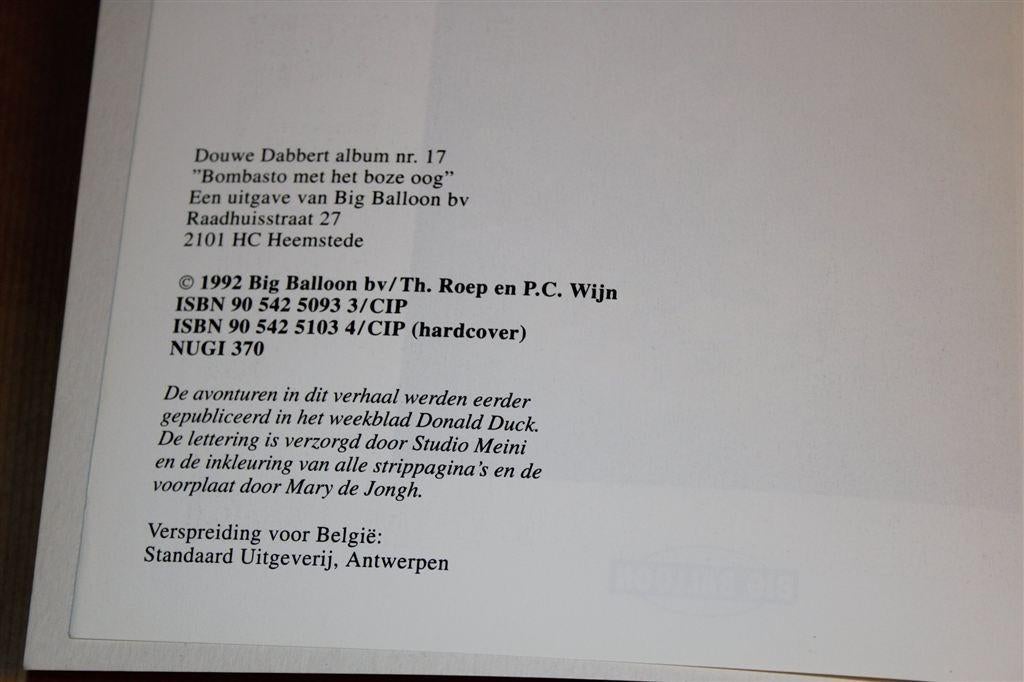 Douwe Dabbert 17 — Bombasto met het Boze Oog [1e dr 1992], Eén stripboek, Ophalen of Verzenden, Gelezen