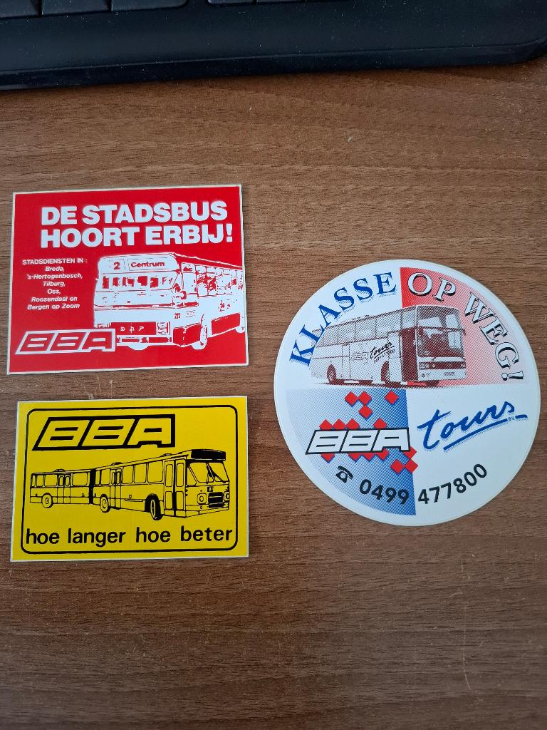 3 stickers BBA, Verzamelen, Spoorwegen en Tramwegen, Ophalen of Verzenden, Zo goed als nieuw, Bus of Metro, Overige typen