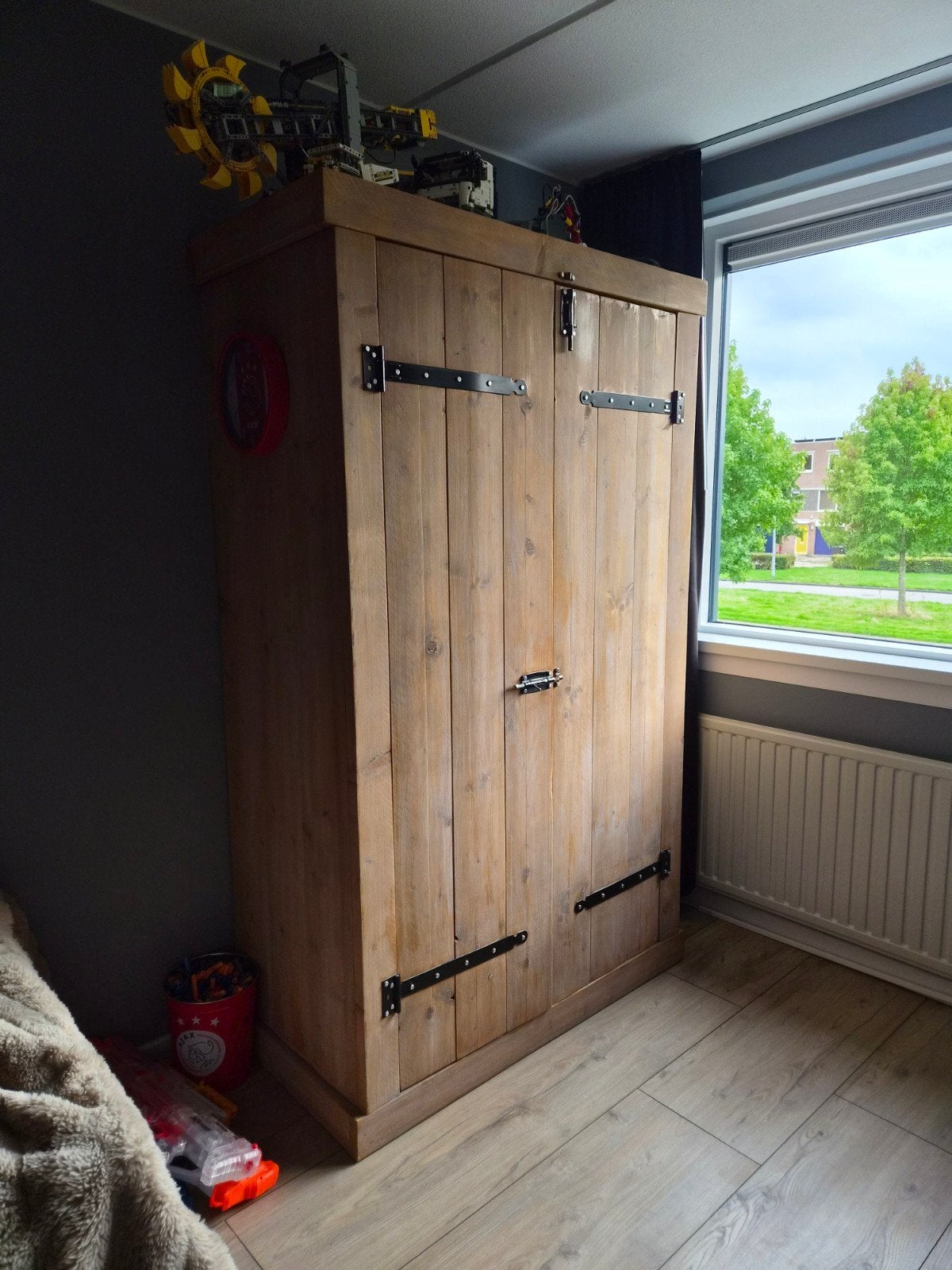kledingkast en 1 persoonsbed steigerhout, Ophalen, 50 tot 75 cm, 100 tot 150 cm, 150 tot 200 cm