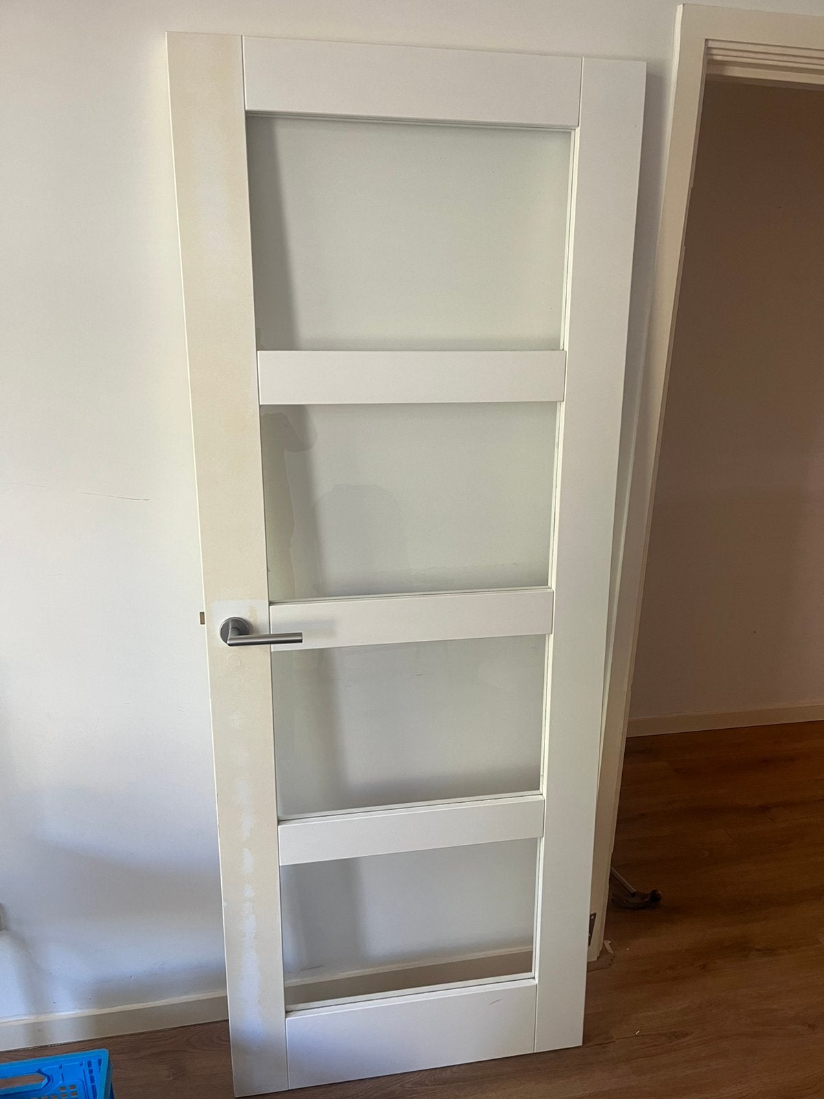 Twee binnendeuren wit hout met glas, Doe-het-zelf en Verbouw, Deuren en Horren, Minder dan 80 cm, Binnendeur, Ophalen of Verzenden