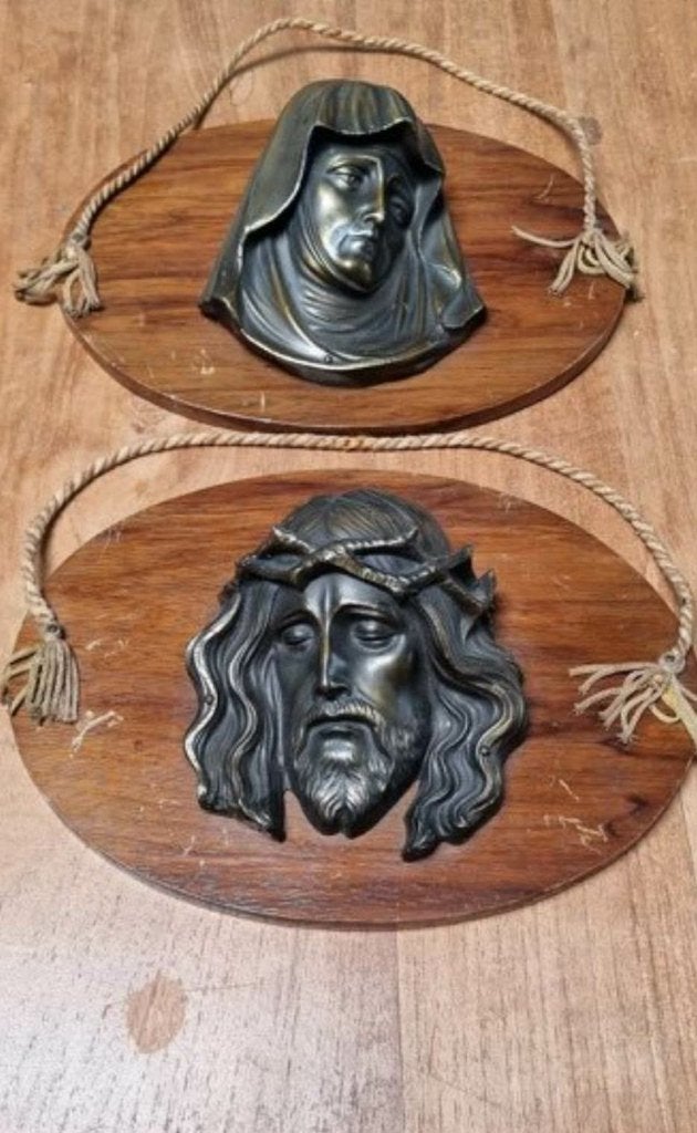 2 x Vintage messing / koper Plaquette, Antiek en Kunst, Ophalen of Verzenden, Koper