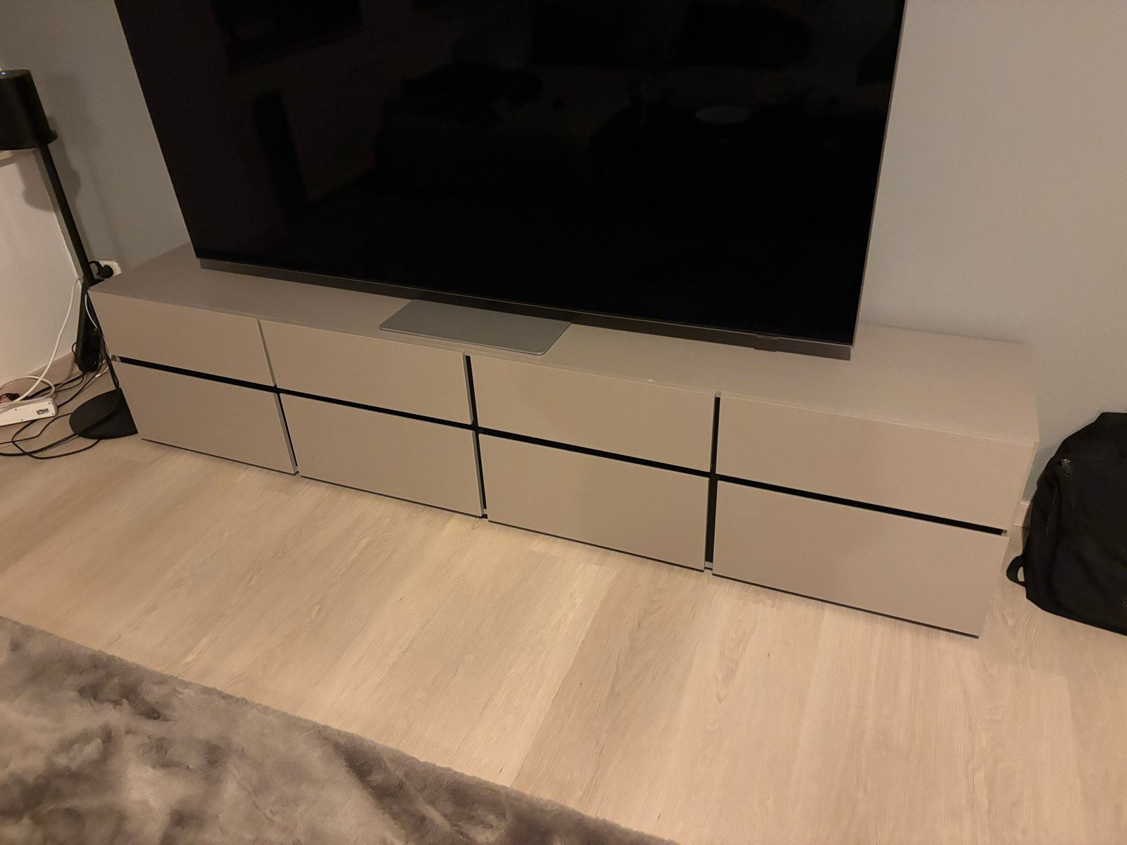 Meubella TV-meubel beige - 225 cm breed, Ophalen, Zo goed als nieuw, 200 cm of meer