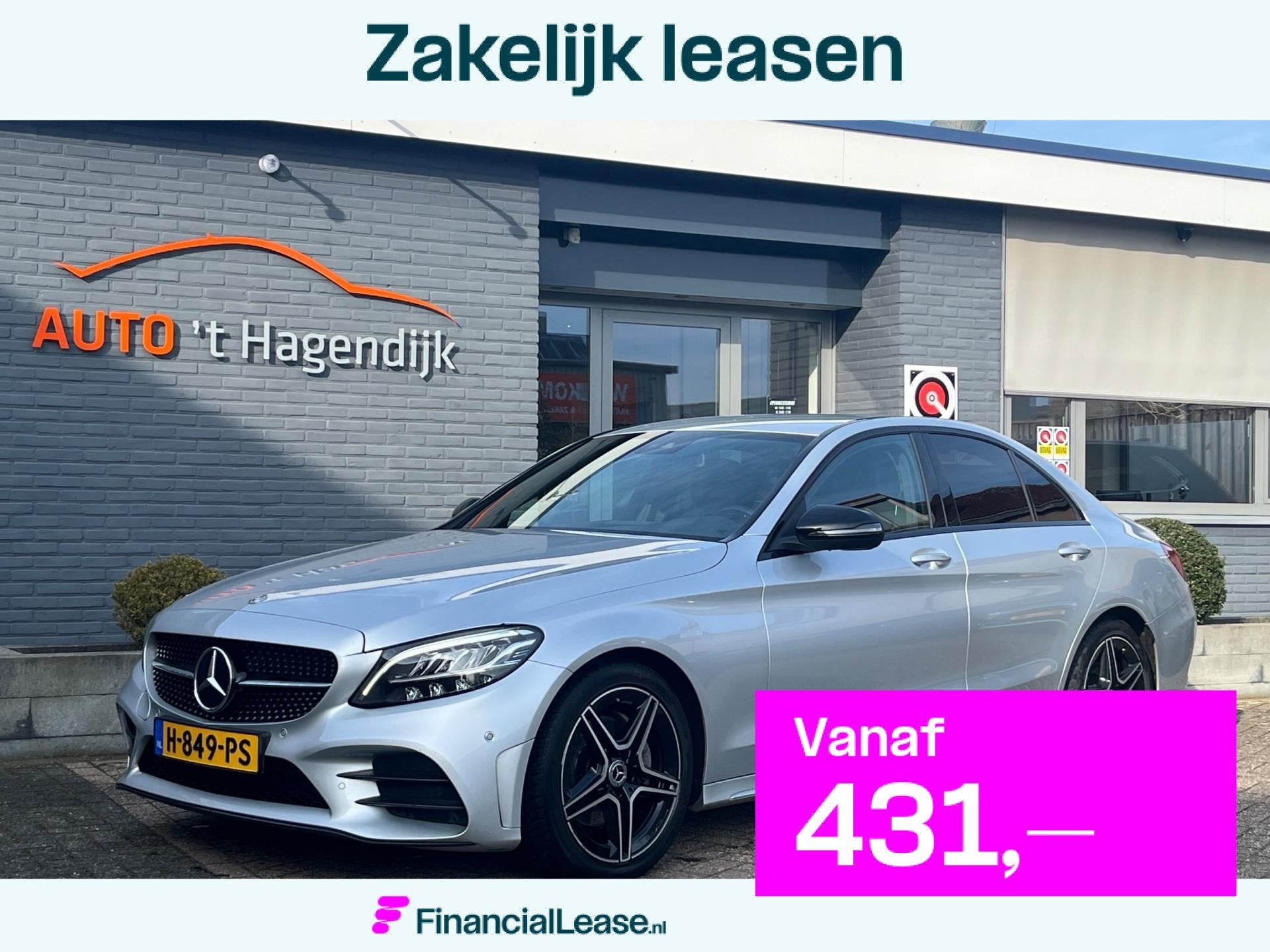 Mercedes-Benz C-klasse 200 AUT AMG 19" leder night C200, Automaat, 4 cilinders, Parkeerassistent, Leder