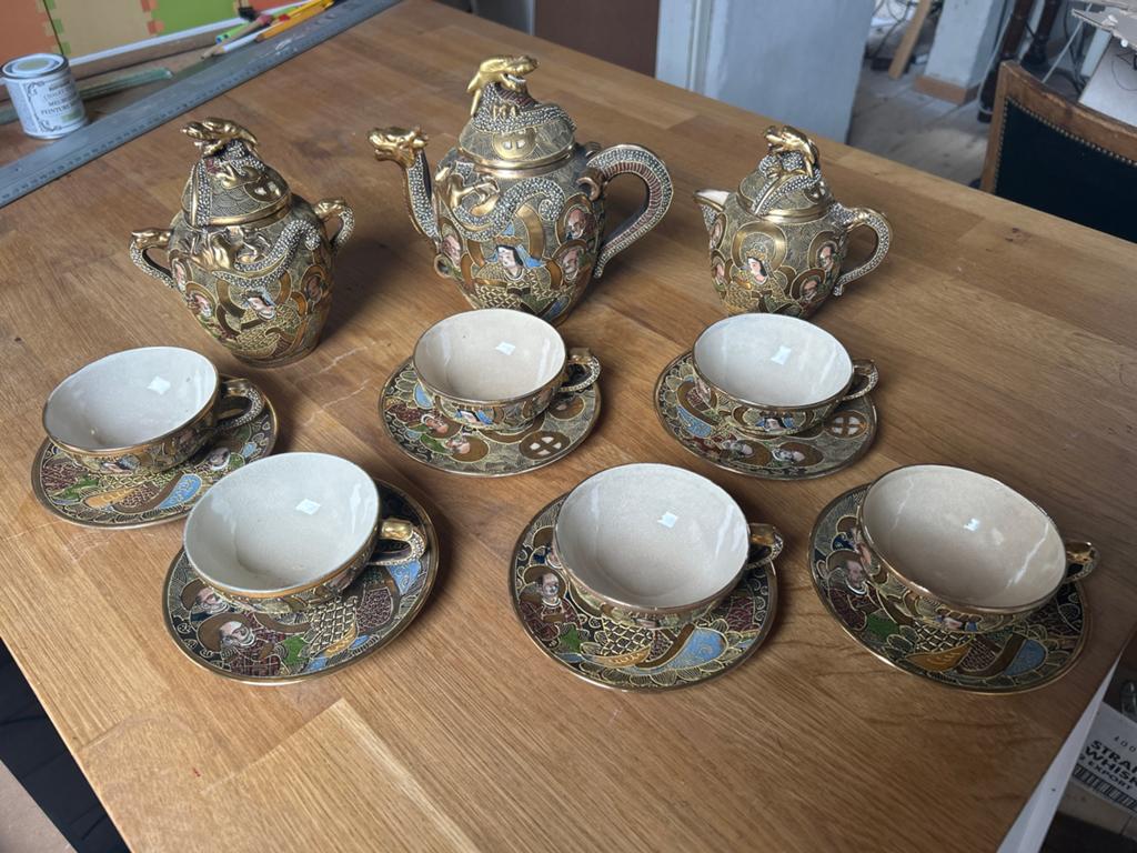 Antiek Japans Satsuma theeservies - Prachtig gedetailleerd, Ophalen of Verzenden