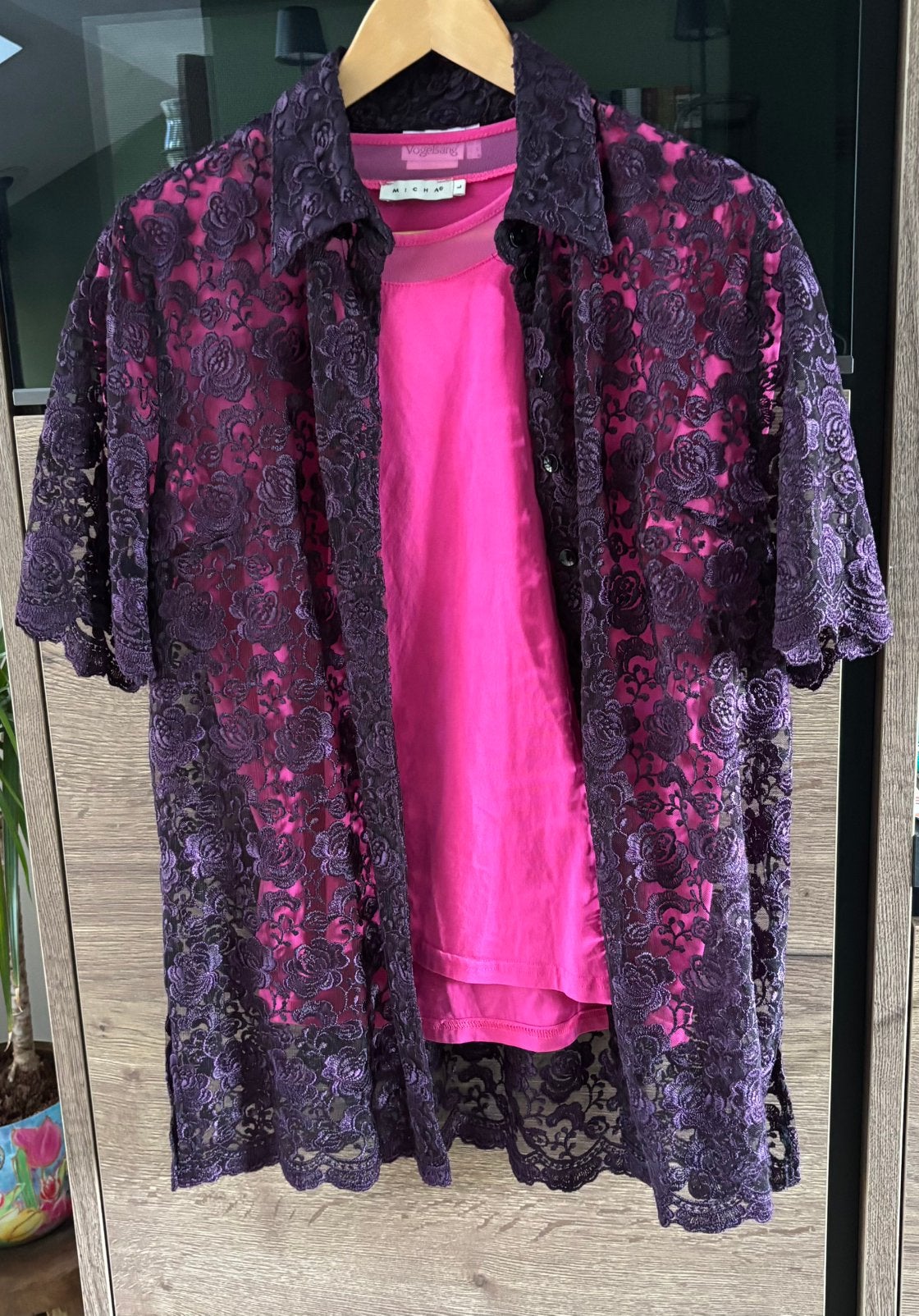 Maat 40. Prachtige kanten blouse van Vogelsang., Ophalen, Zo goed als nieuw, Maat 38/40 (M), Paars