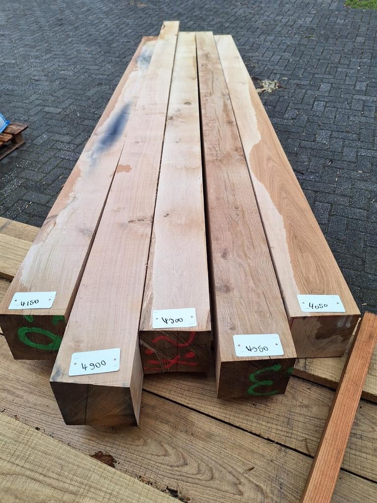 Eiken palen 200x200mm diverse lengtes, Ophalen