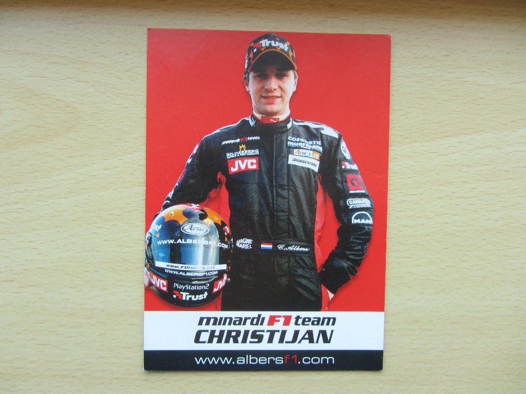 Christijan Albers Minardi F1 Team 2005 Rijderskaart, Ophalen of Verzenden, Zo goed als nieuw, Formule 1