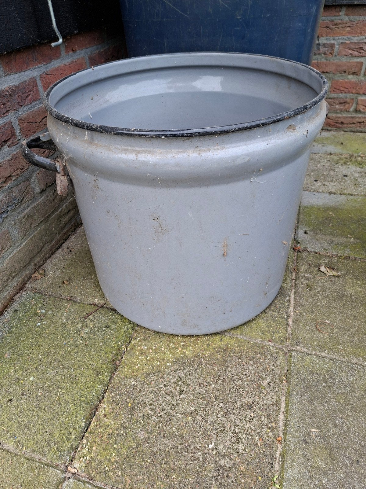 2 Grote vintage emaille pot met deksel - Grijs, Antiek en Kunst, Ophalen