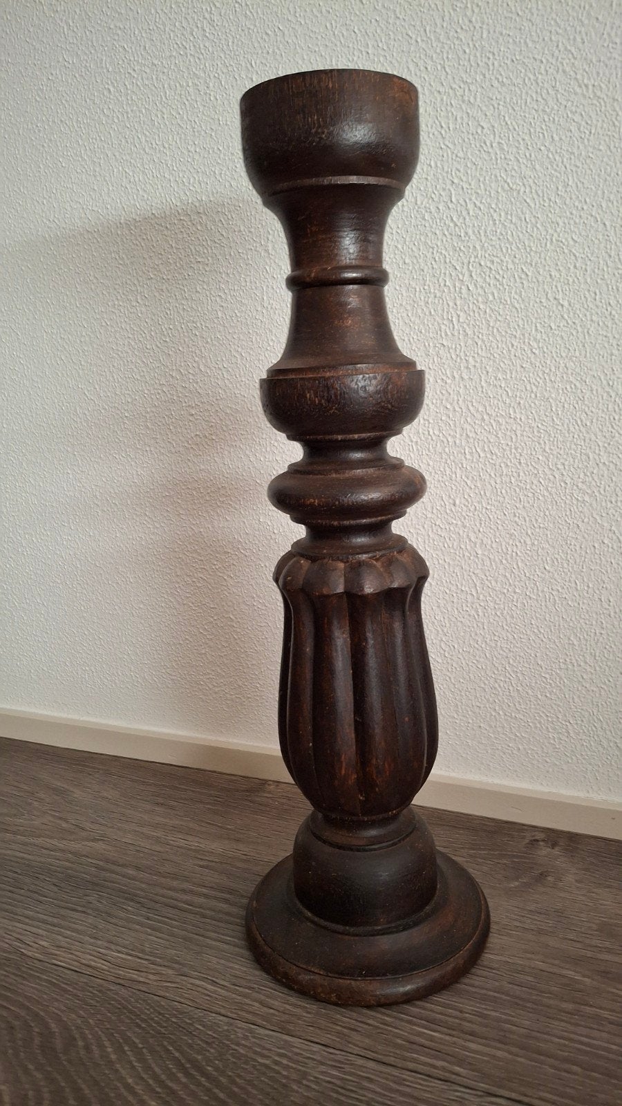 Grote massief houten kandelaar - Landelijk, koloniaal, sober, Ophalen of Verzenden