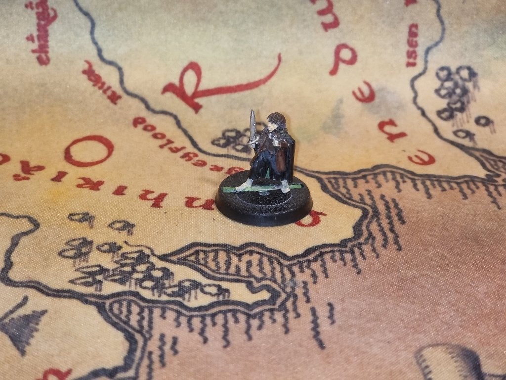 MESBG LotR Frodo Baggins, Fellowship of the Ring, OOP, Metal, Met verf, Gebruikt, Figuurtje(s), Lord of the Rings