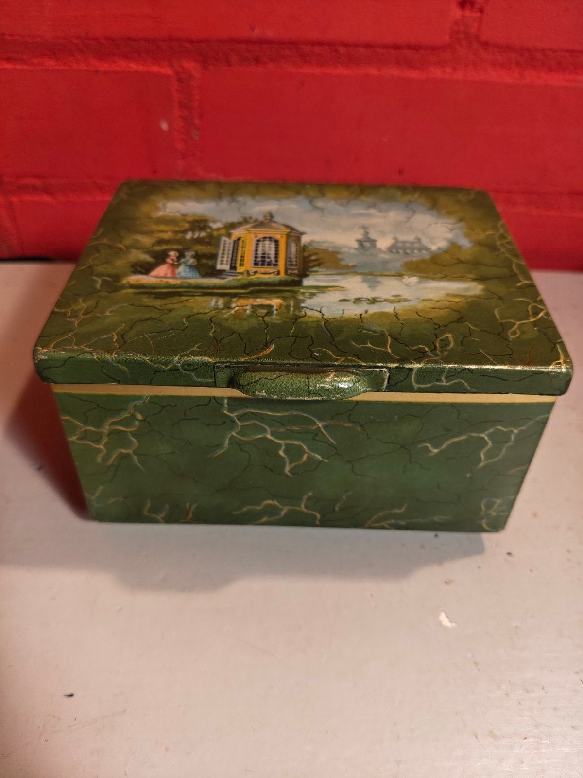 Vintage Pickwick theedoos jaren '30/'40 met landschap, Ophalen of Verzenden