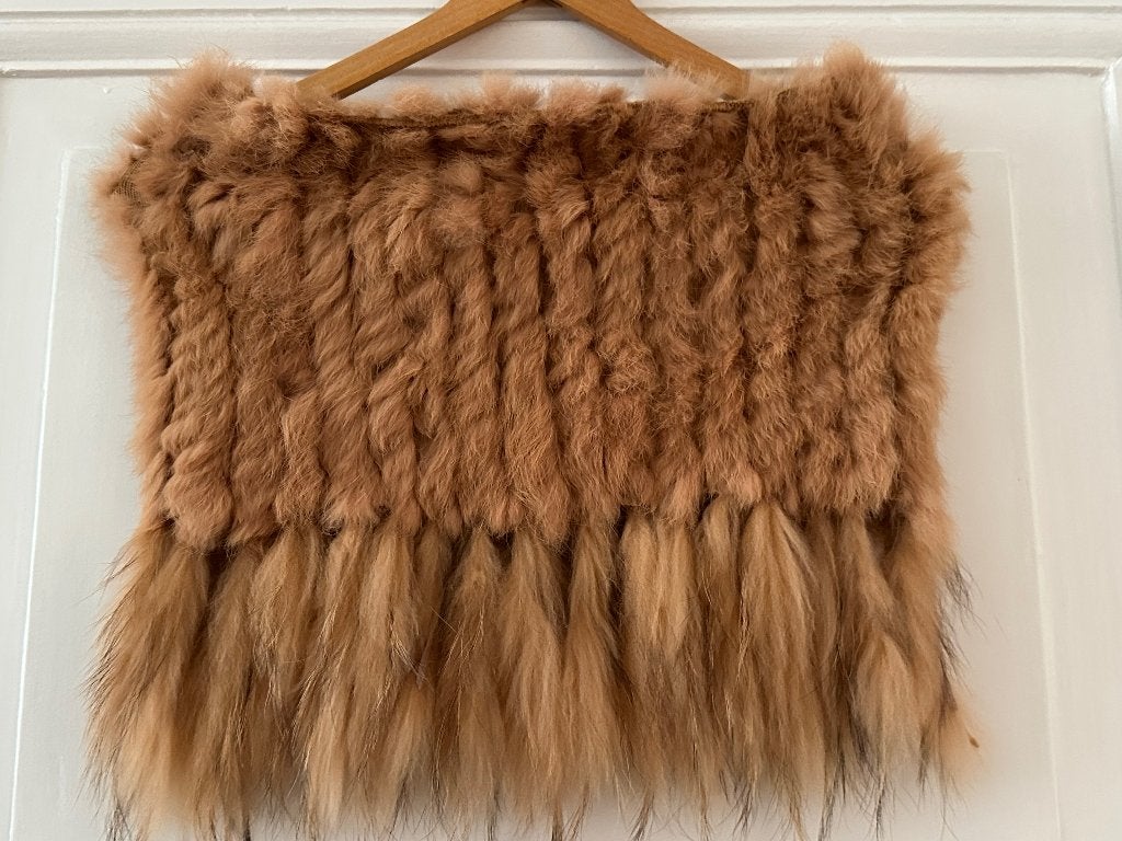 Caroline Biss bontcol/sjaal camel – maat 36, Kleding | Dames, Verzenden, Zo goed als nieuw, Maat 36 (S), Sjaal