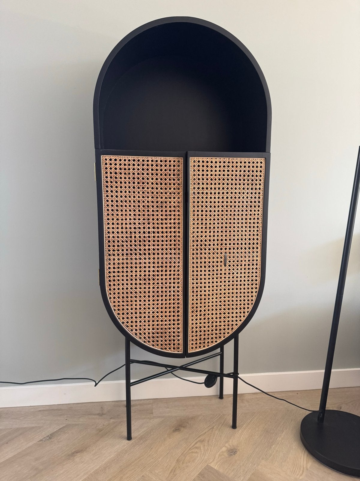 HKliving Rotan Kast Zwart - 162x65x30cm, Huis en Inrichting, Kasten | Boekenkasten, Ophalen, Overige materialen, Gebruikt, 50 tot 100 cm