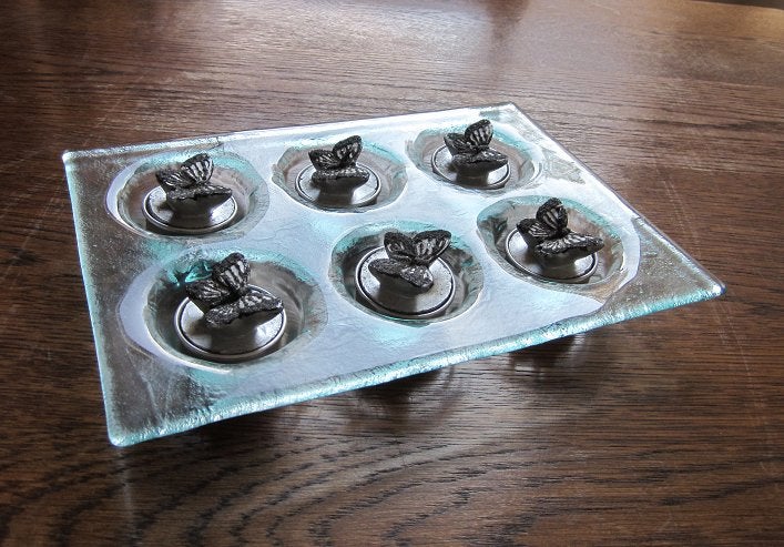 waxinelichthouder vlinders theelichthouder butterfly candle, Overige materialen, Gebruikt, Blauw, Overige merken