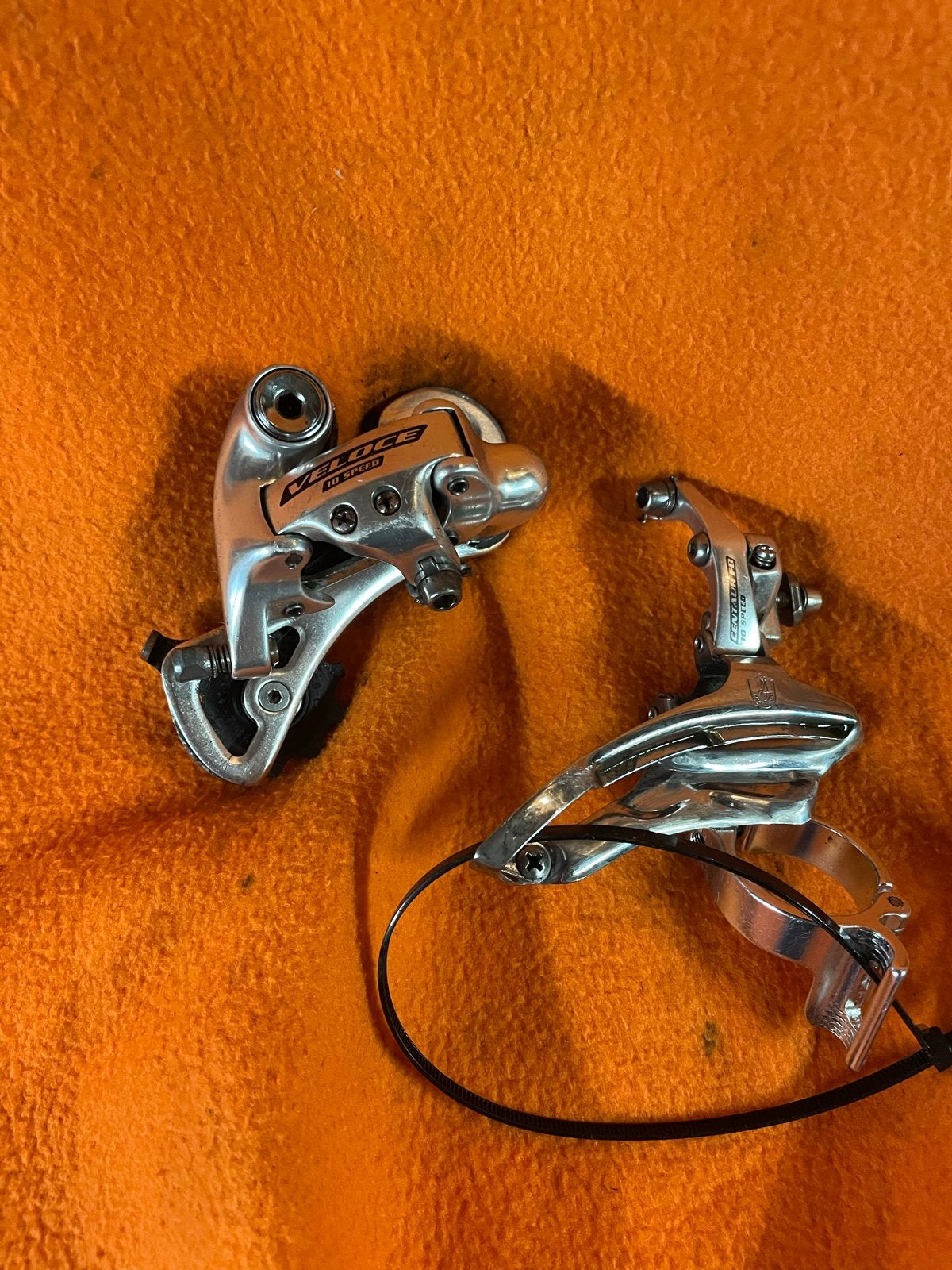 Campagnolo Veloce en Centaur 10 speed derailleur set triple, Gebruikt, Verzenden, Derailleur of Ketting, Aluminium