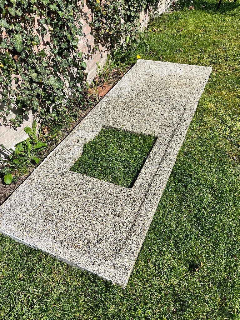 Terrazzo keukenbladen en tegeltjes wasbak, Ophalen, Gebruikt, 150 tot 200 cm, Minder dan 100 cm