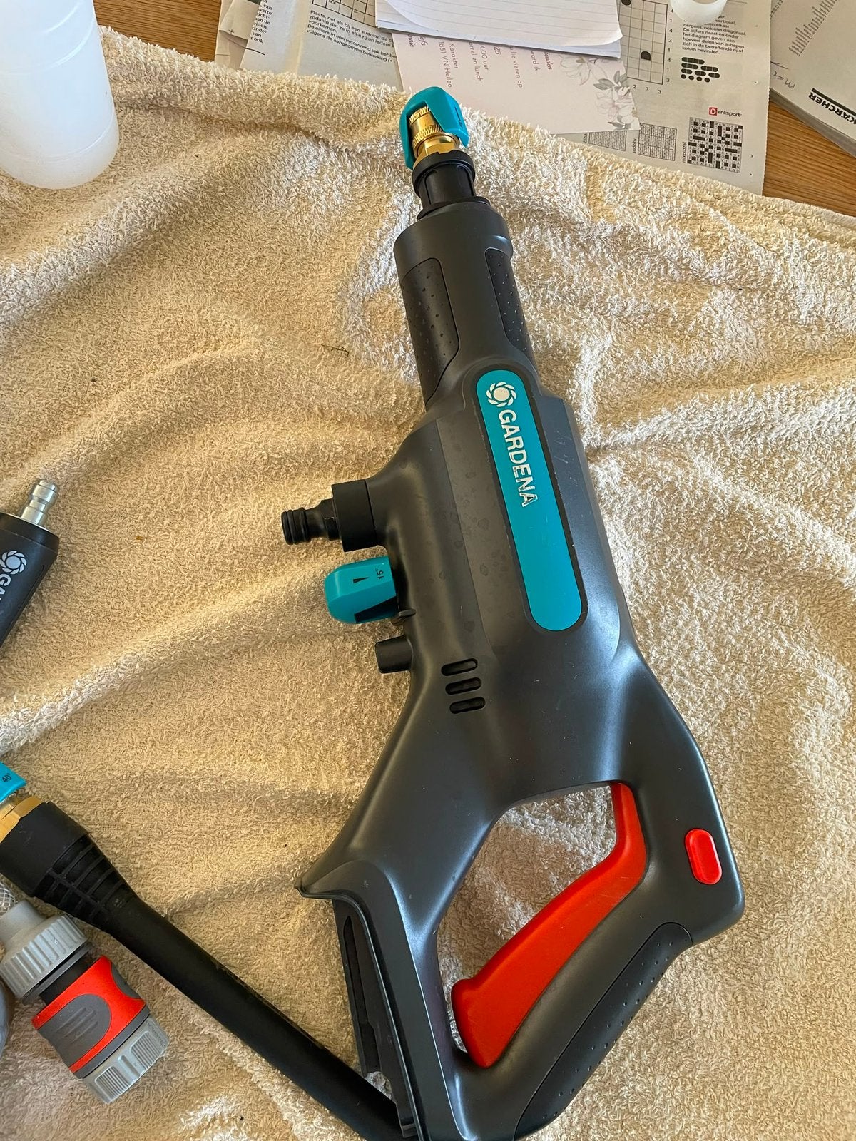 Gardena accu reiniger aqua clean set - bijna niet gebruikt, Ophalen of Verzenden, Zo goed als nieuw, Accu