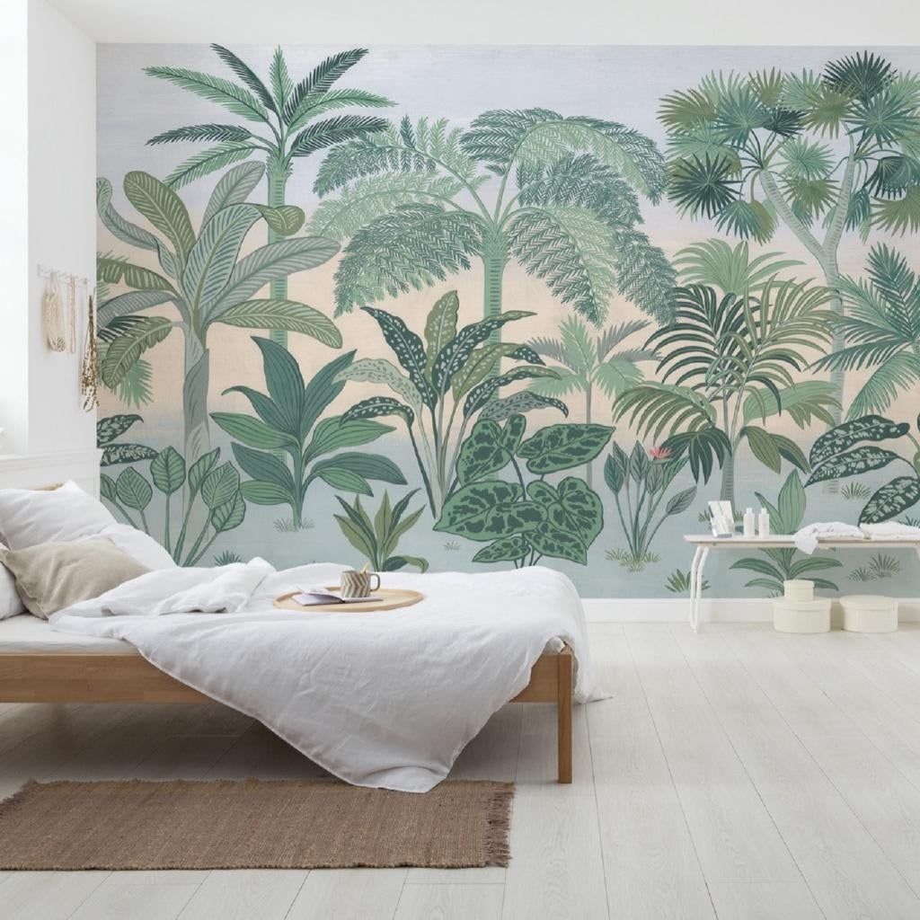 Botanisch behang Jungara, planten, jungle bladeren behang, Verzenden, Minder dan 10 m², Trendy, botanisch, bladeren, exotisch