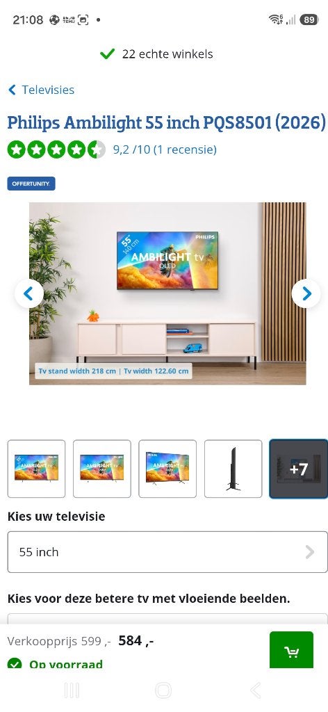 55 inch amblight philips nieuw, Ophalen, Philips, QLED, Nieuw