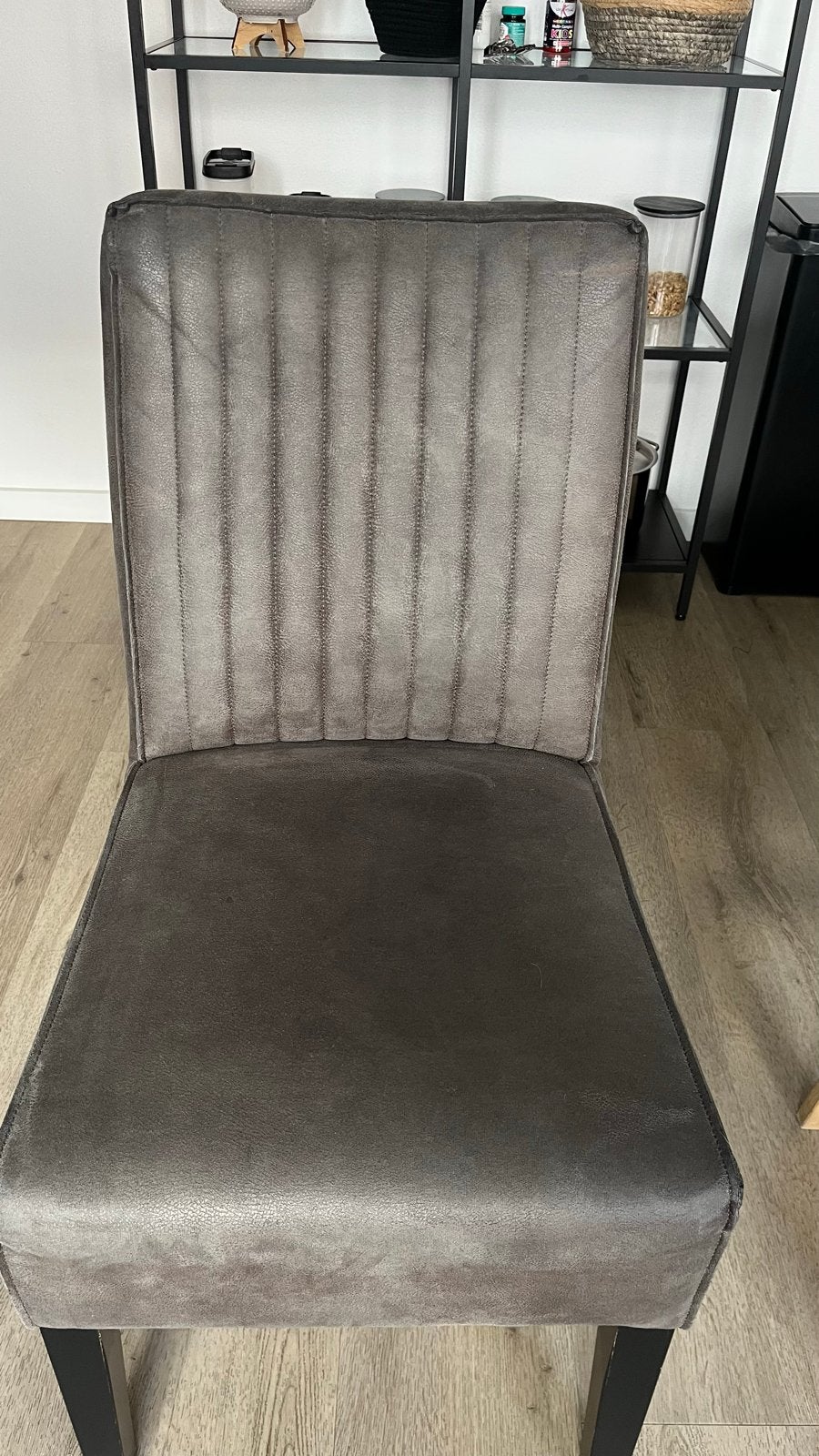Leenbakker eetkamerstoelen- Grijs/antracit (Gebruikt), Huis en Inrichting, Ophalen, Gebruikt, Vier, Stof
