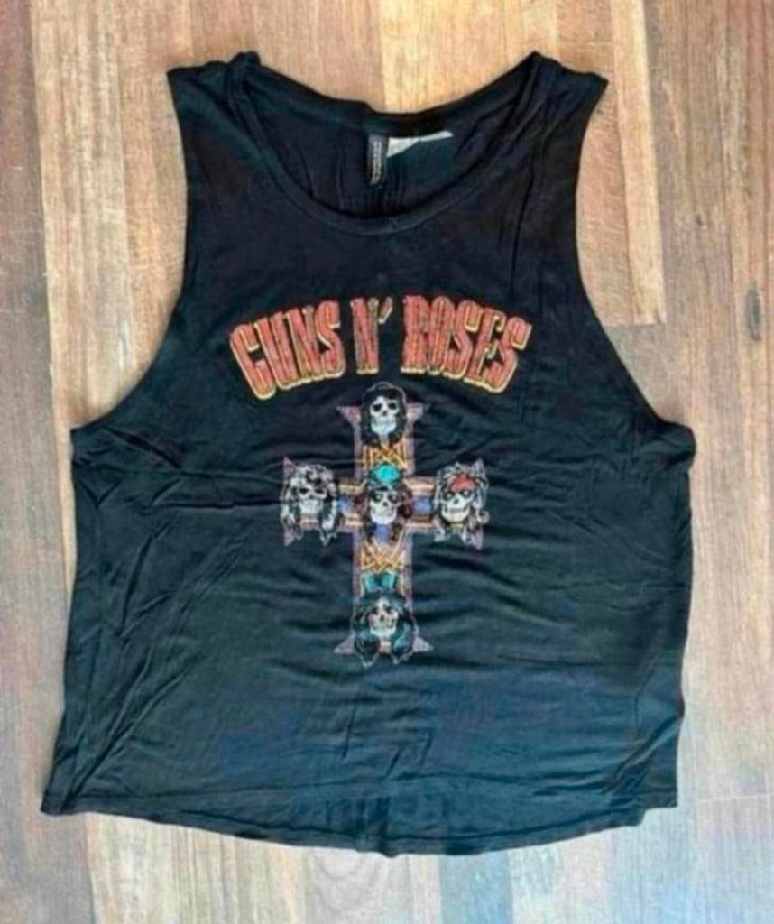 Zwart topje met opdruk van guns n’ roses - maat s, Ophalen of Verzenden, Zo goed als nieuw, Zwart, Zonder mouw