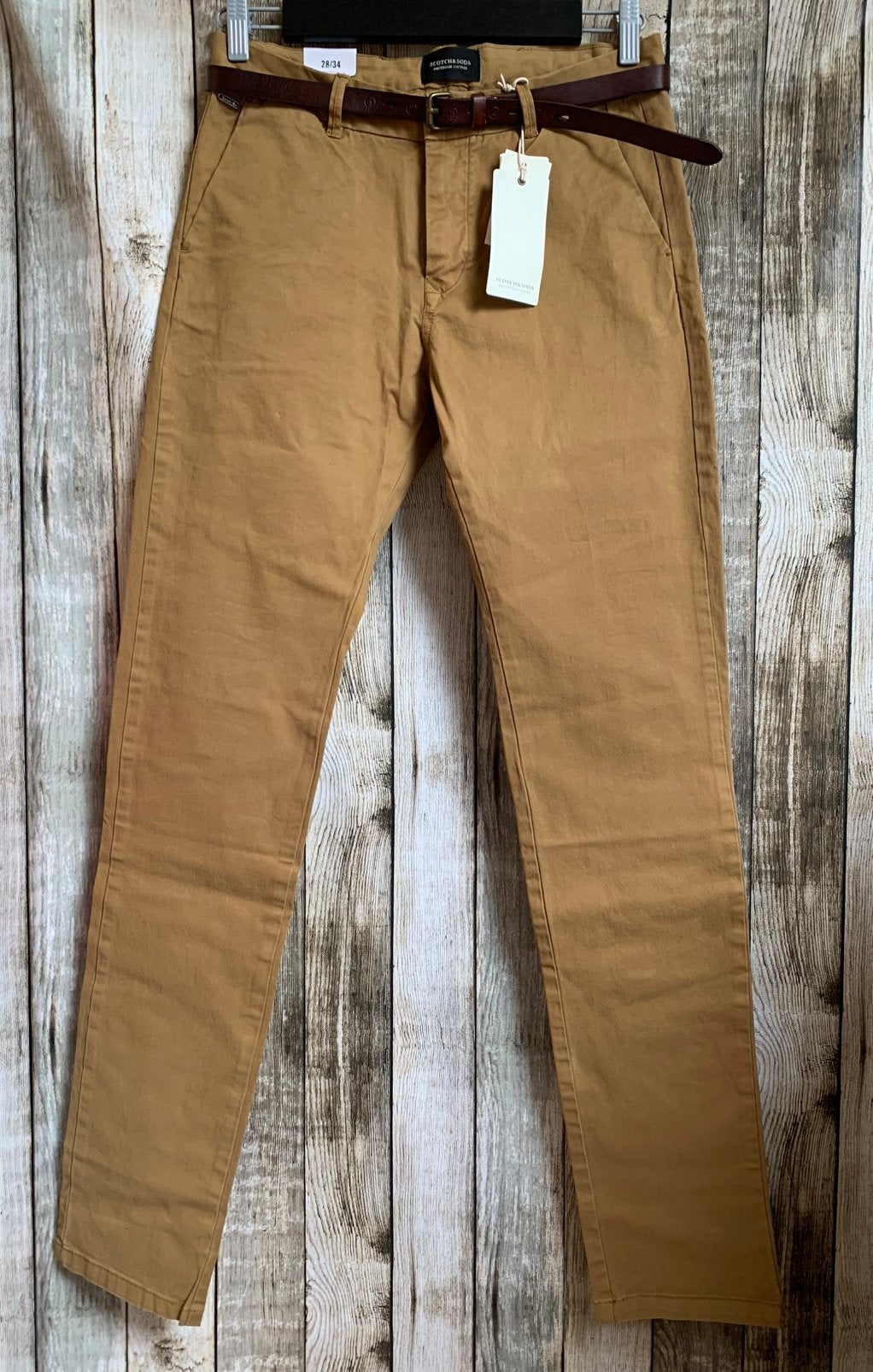 Scotch&Soda Stuart super mooie chino met riem (Maat W28/L34), Bruin, Verzenden, Nieuw, Scotch & Soda
