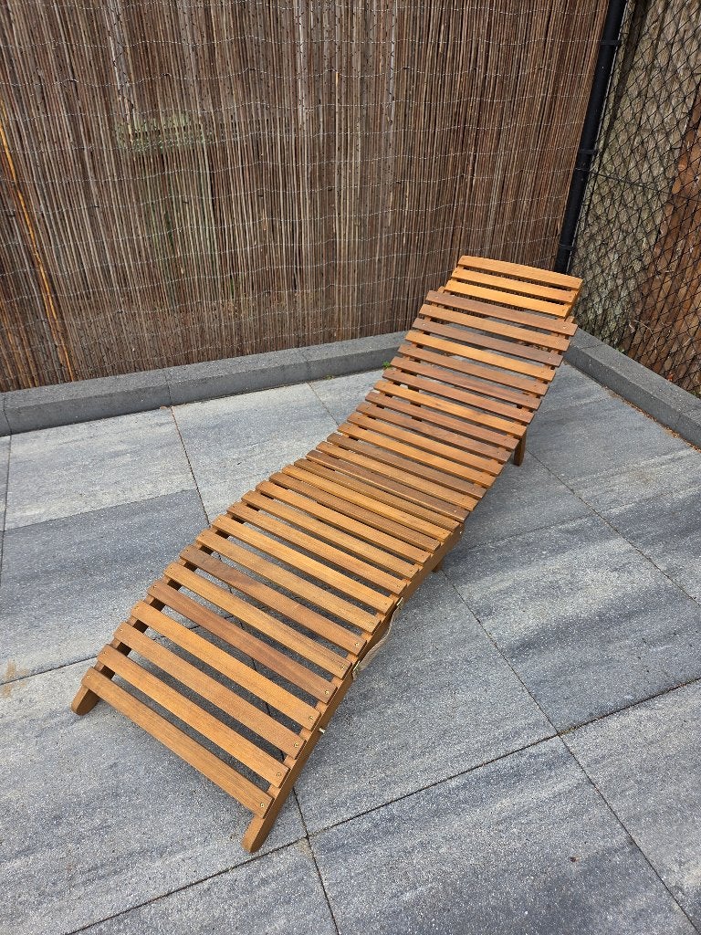 Ligstoel hout, Tuin en Terras, Ligbedden, Ophalen, Zo goed als nieuw, Hout, Inklapbaar