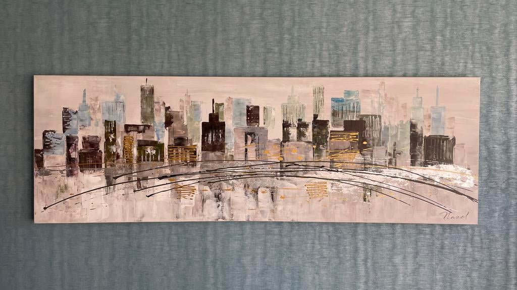 Schilderij skyline 150x50, Ophalen
