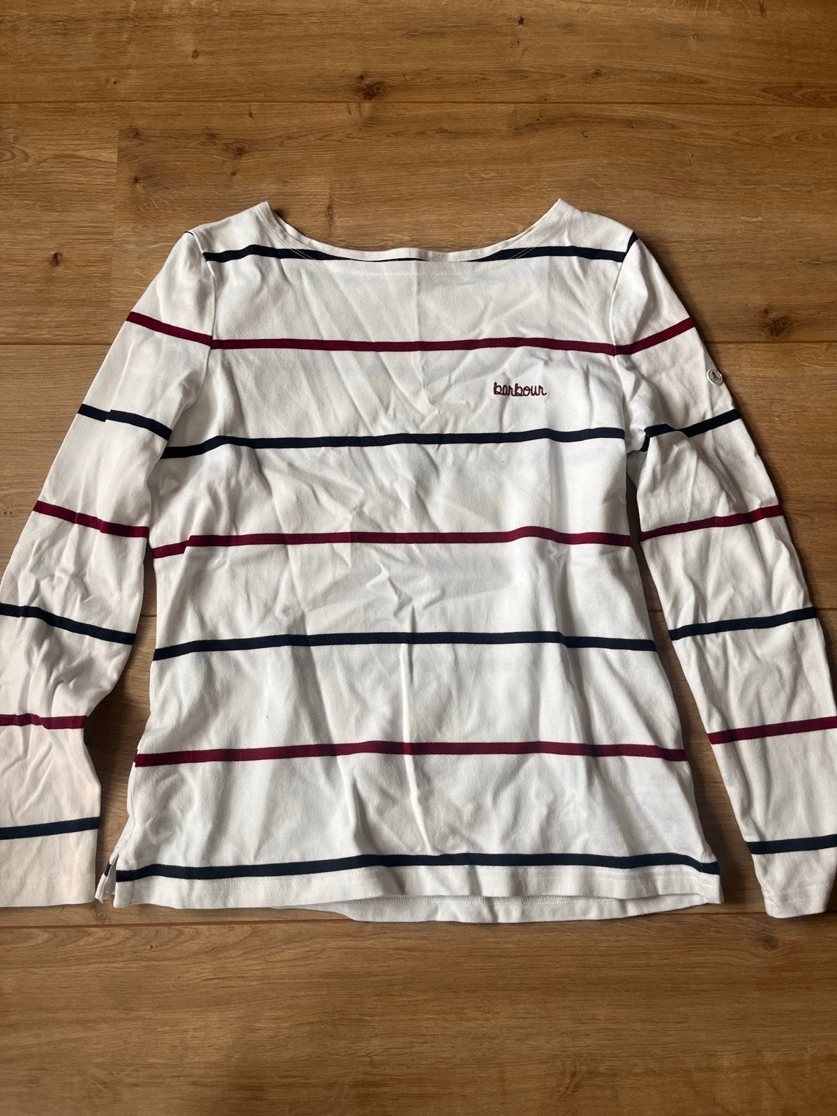 Barbour gestreept shirt met lange mouwen - M, Maat 38/40 (M), Wit, Ophalen of Verzenden, Zo goed als nieuw