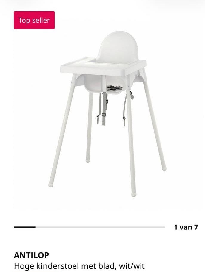 IKEA Antilop Kinderstoel met riempjes en extra blad, Ophalen of Verzenden, Gebruikt, Overige typen, Afneembaar eetblad
