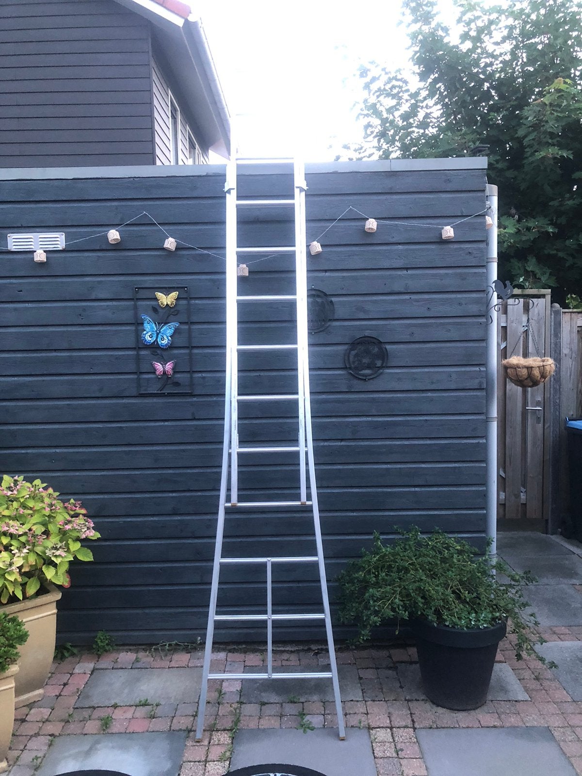 2 delige aluminium uitschuifladder, Vaste Prijs!, Ophalen of Verzenden, Zo goed als nieuw, 4 meter of meer