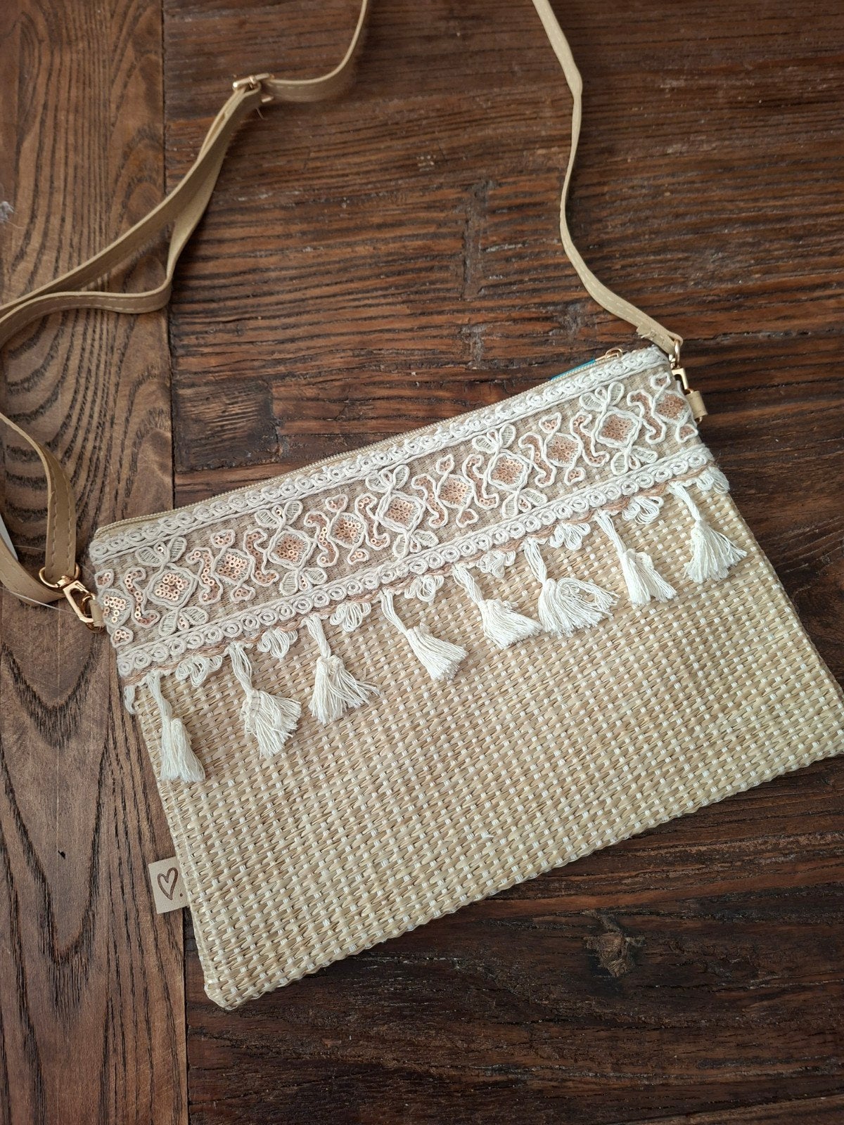 Trendy boho ibiza tasje Raffia nieuw creme wit beige nieuw, Ophalen of Verzenden, Nieuw, Beige, Schoudertasje