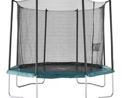 Domyos achthoekige trampoline 300 met veiligheidsnet, Ophalen, Zo goed als nieuw