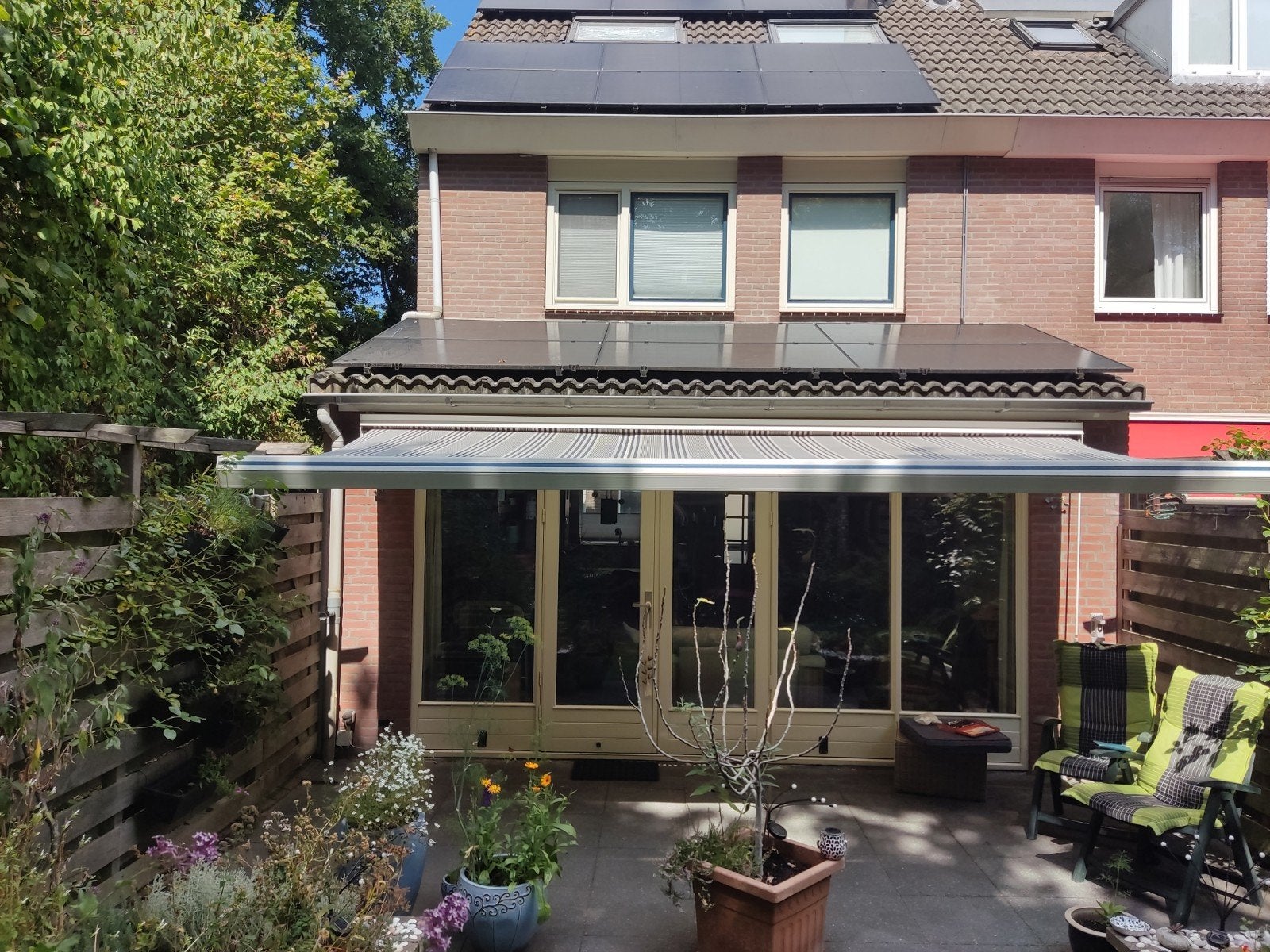 Knikarmscherm met handbediening (tm 29-8 gereserveerd), Ophalen, Gebruikt, 450 cm of meer, 150 tot 300 cm
