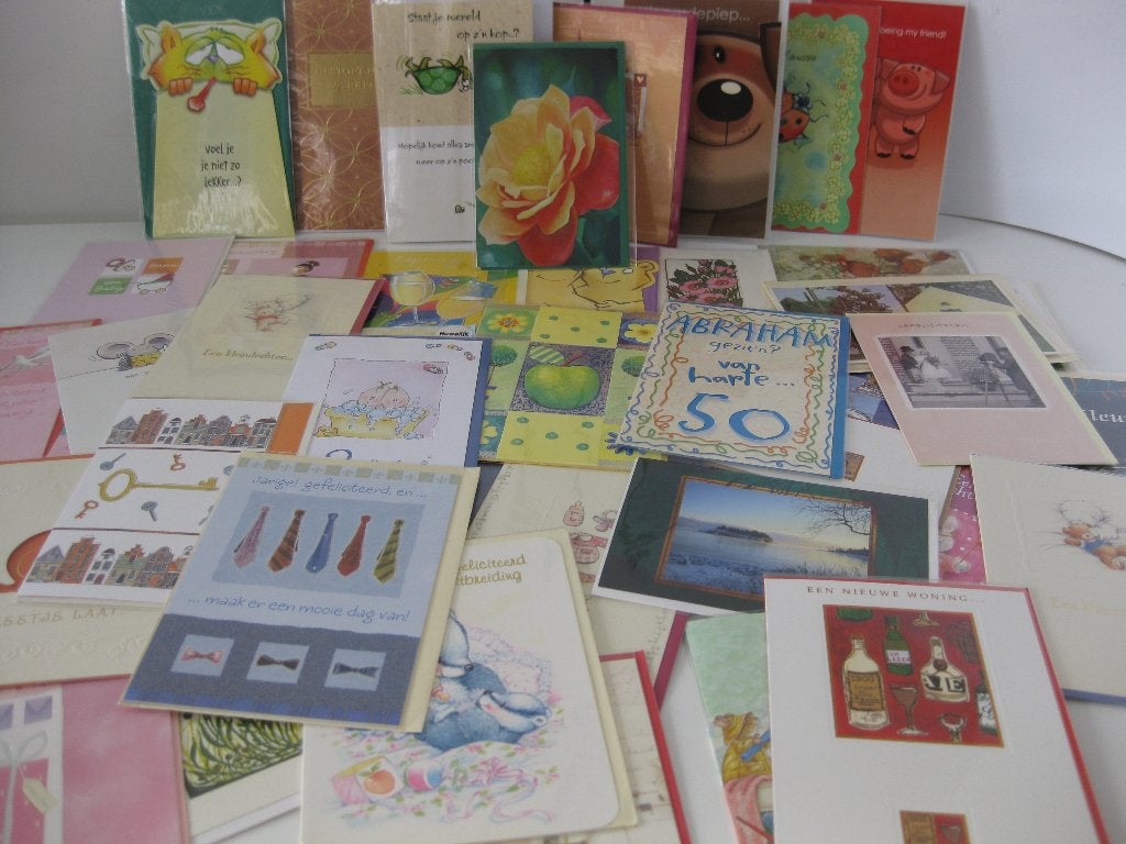 Wenskaarten met envelop 50 stuks assorti Nieuw in cellofaan, Diversen, Ophalen of Verzenden, Nieuw