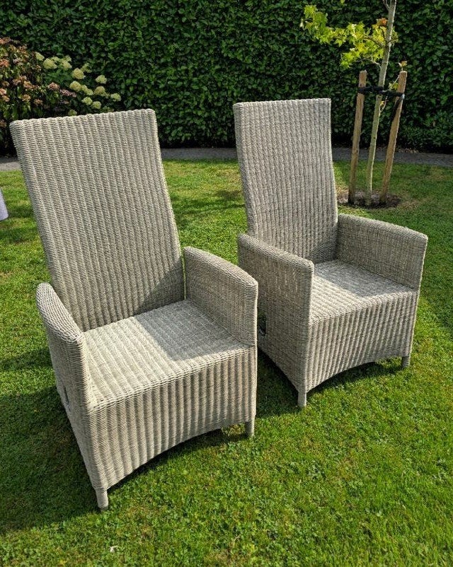 2x Pure Rope Collection verstelbare tuinstoelen, Tuin en Terras, Tuinstoelen, Ophalen, Gebruikt, Wicker, Verstelbaar