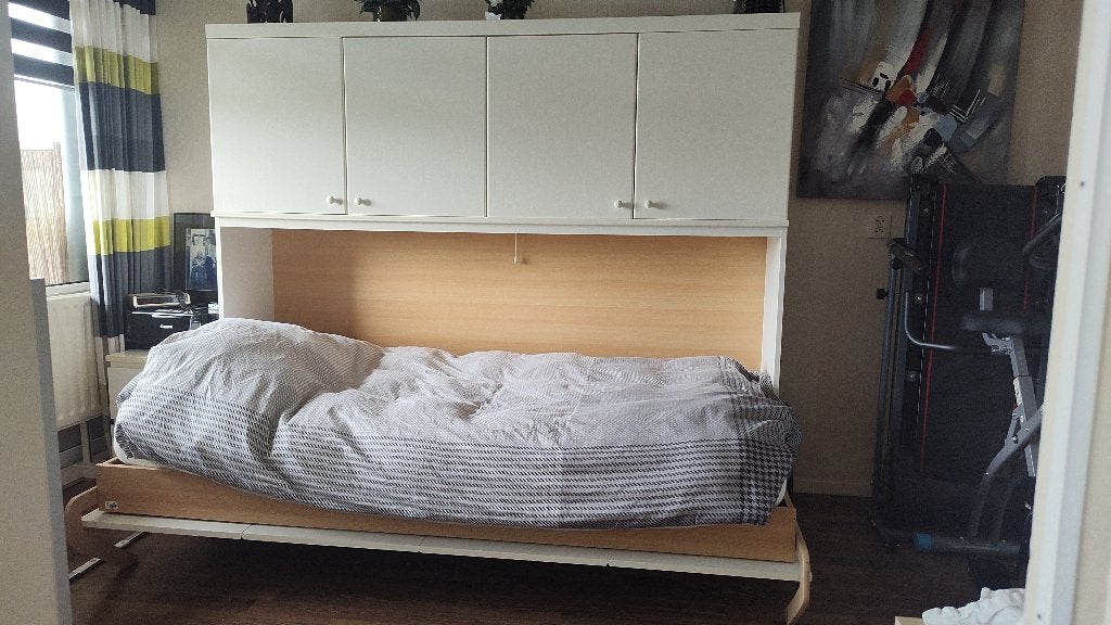 kastbed/wandbed met bovenkasten, Huis en Inrichting, Ophalen, Gebruikt, 90 cm, Eenpersoons