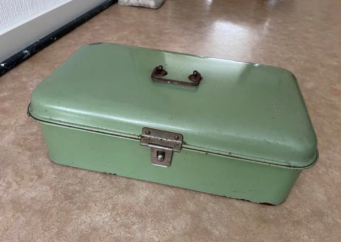 Vintage Broodtrommel Groen - J.C. Gouda, Antiek en Kunst, Antiek | Emaille, Ophalen of Verzenden