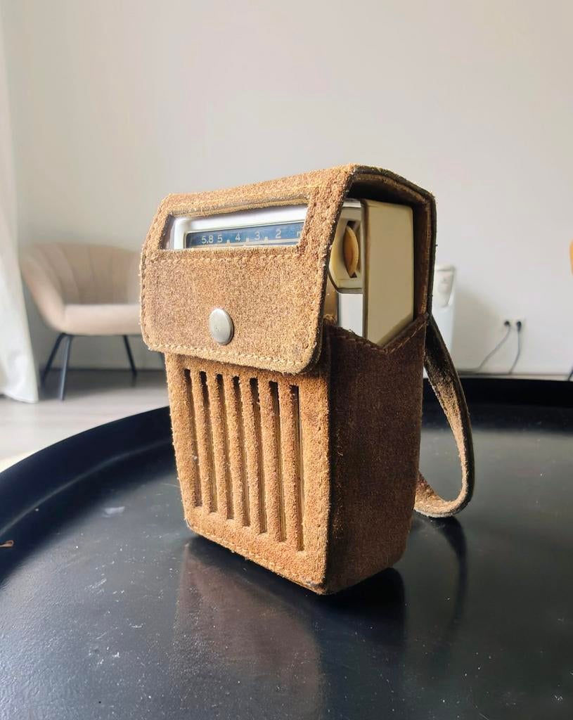 Philips Transistor Six Radio uit 1962 met lederen hoes, Ophalen of Verzenden, Zo goed als nieuw, Transistorradio