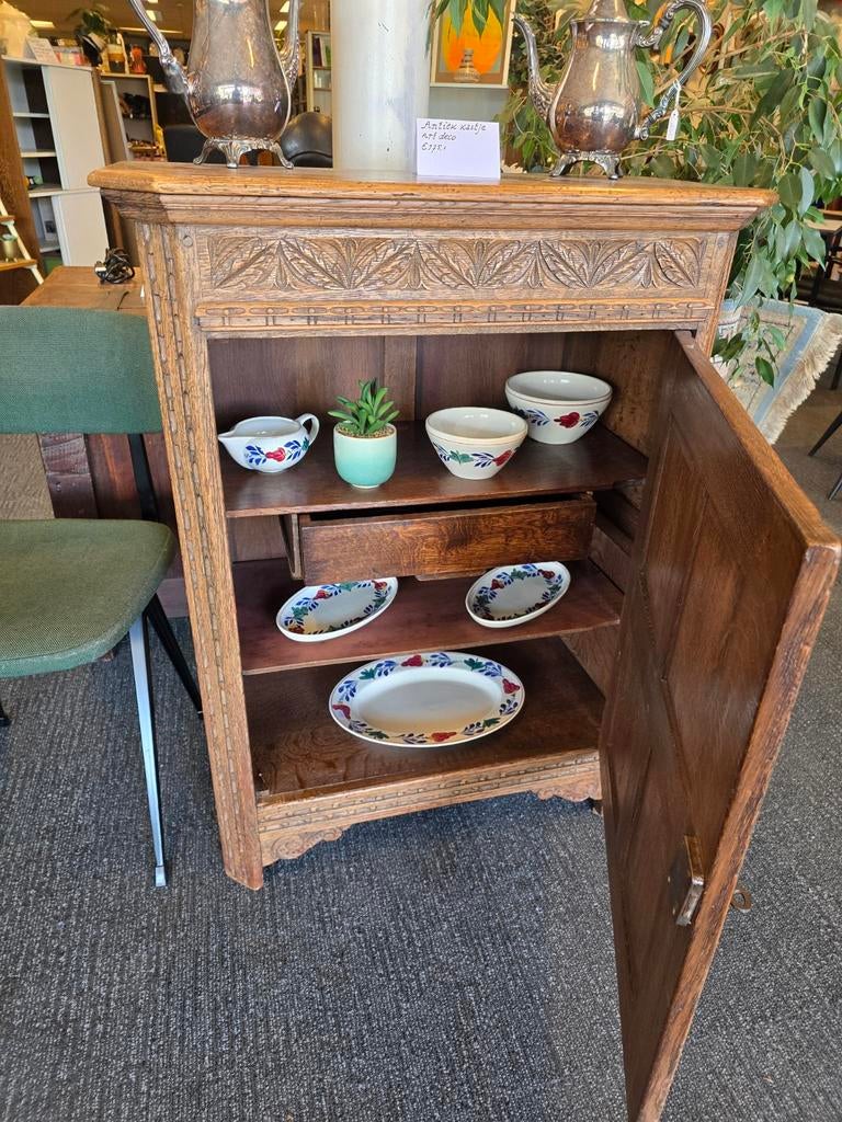 💥-% Antiek kabinet half hoge kast buffetkastje met lade, Ophalen
