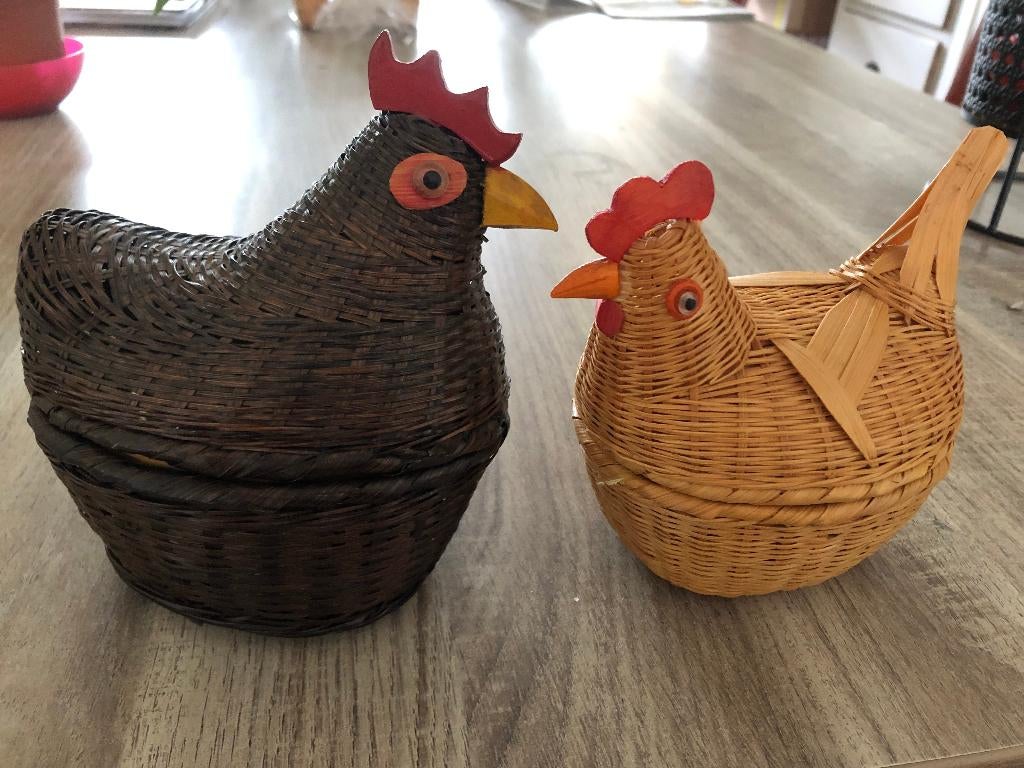2 rieten kippen / haan, Diversen, Pasen, Zo goed als nieuw, Ophalen of Verzenden