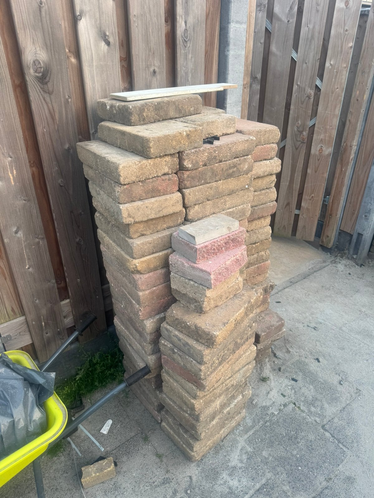 Gratis klinkers 20x30, Tuin en Terras, Ophalen, Gebruikt, Klinkers, 10 m² of meer